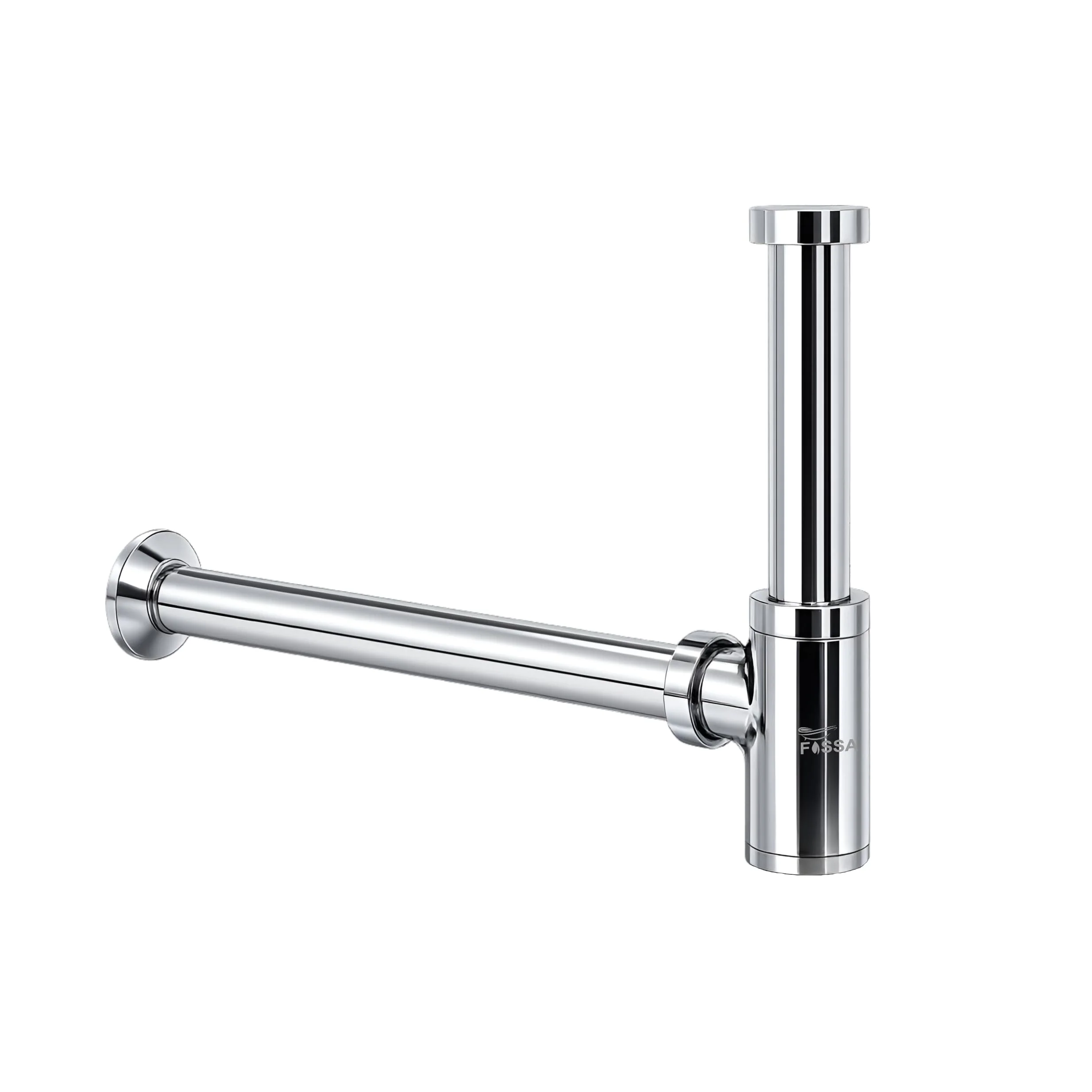 12 inch Neo Brass Silver Bottle Trap with Flange