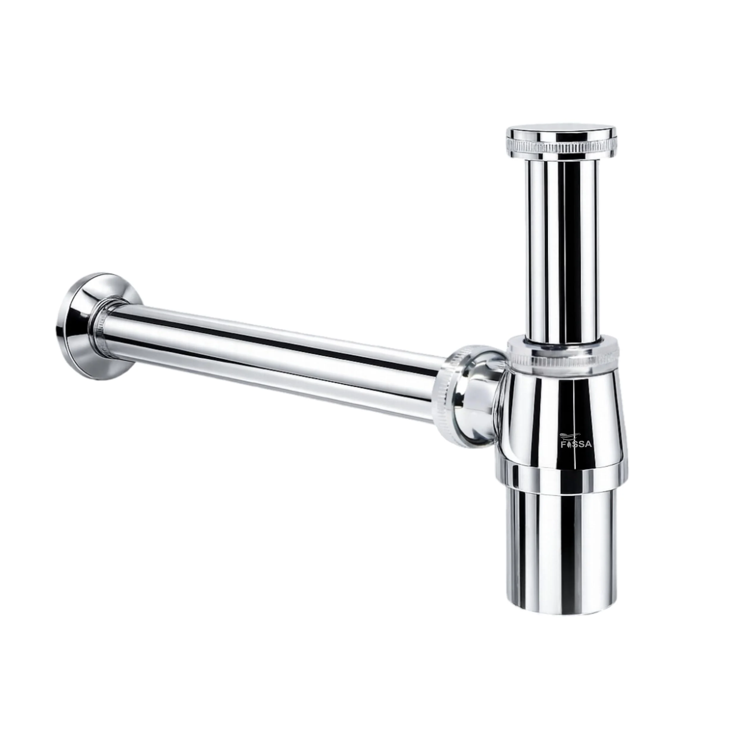 12 inch Selio Brass Silver Bottle Trap with Flange