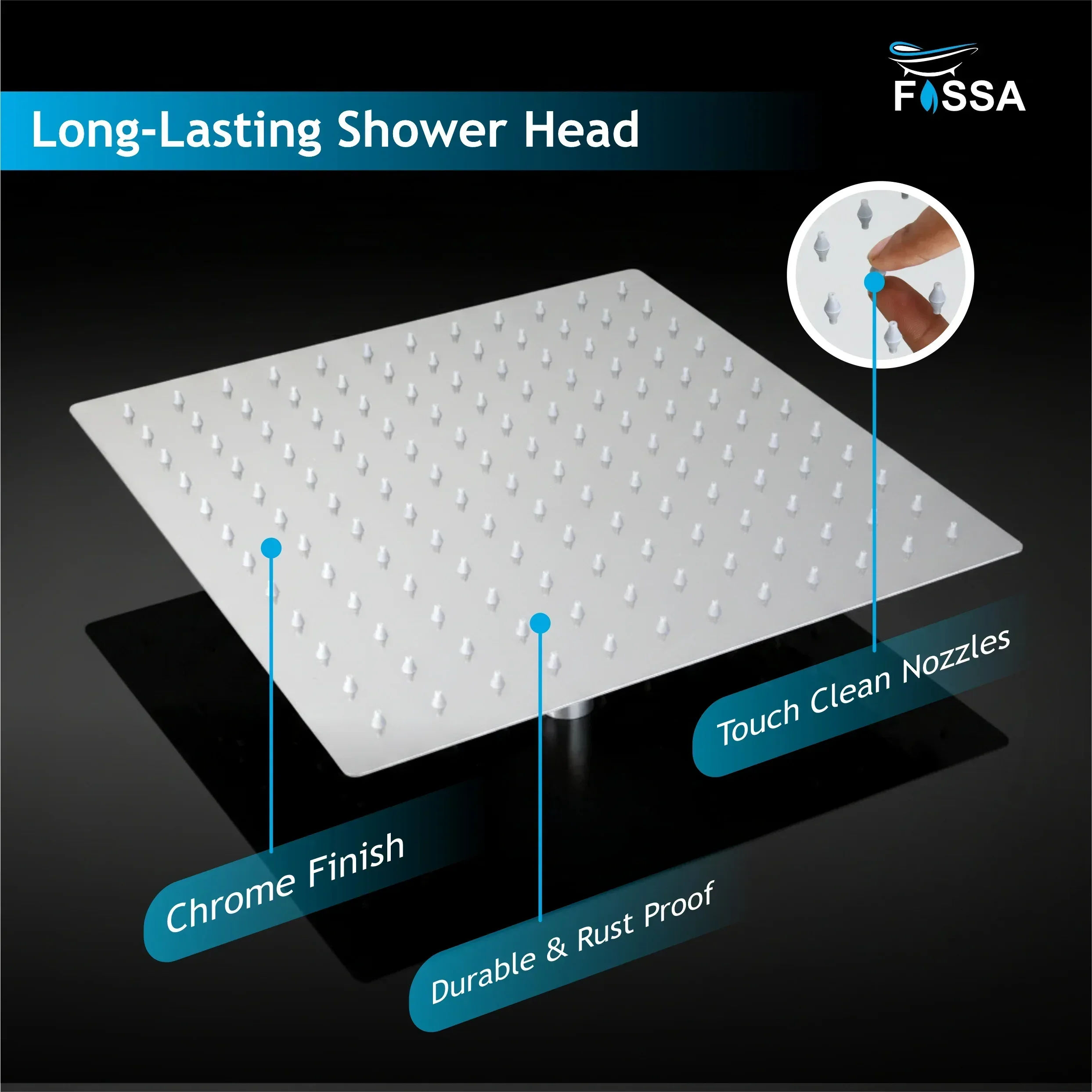 Ultra (12x12 Inches) 304- Grade Stainless Steel Chrome Finish Overhead Shower Without Arm - Image 6