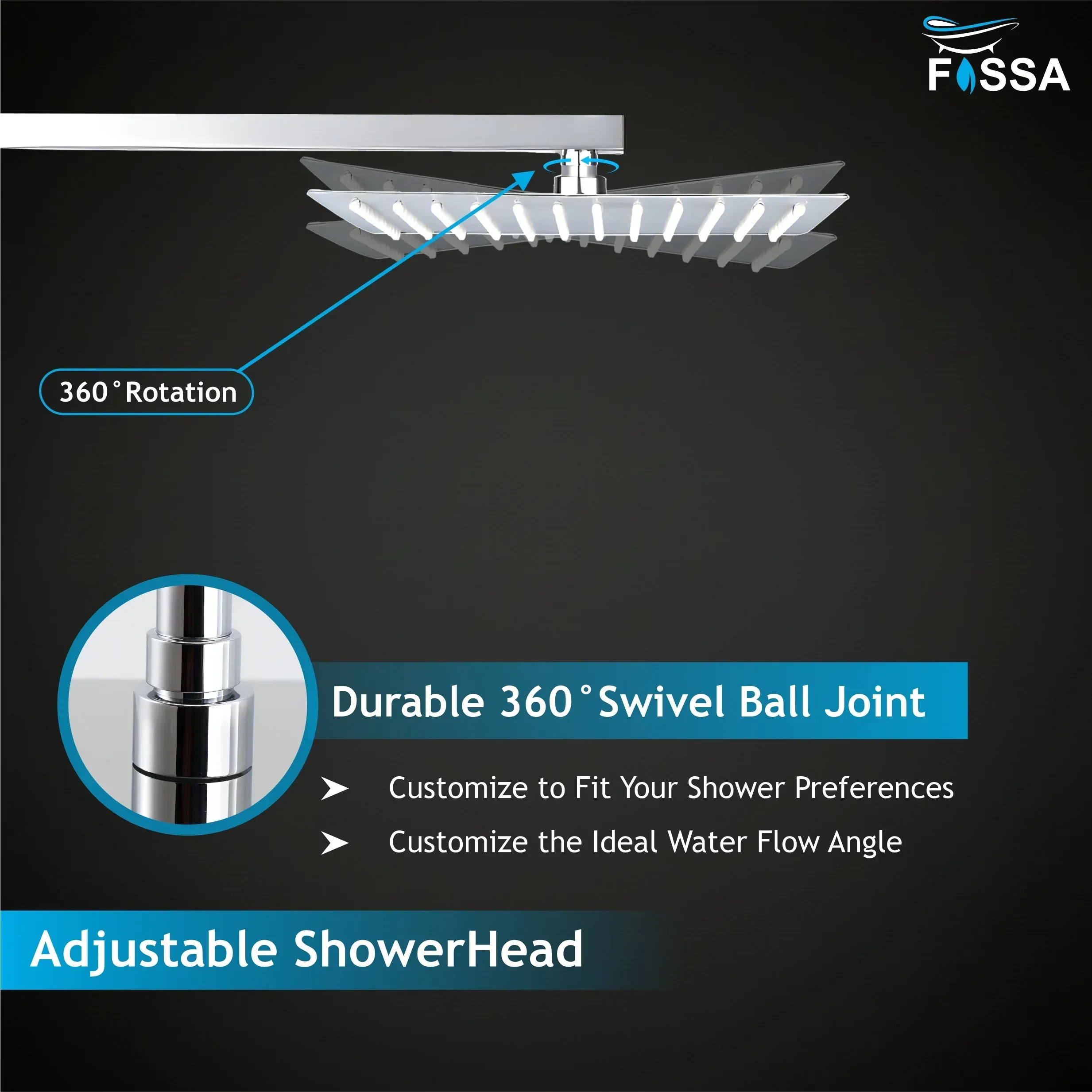 Ultra (12x12 Inches) 304- Grade Stainless Steel Chrome Finish Overhead Shower Without Arm - Image 7