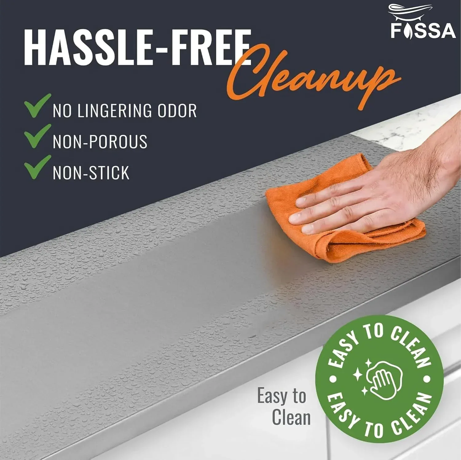 Fossa 15.5"x12"x1" Extra Large 304 Grade Stainless Steel Chopping Board (Silver) - Image 6