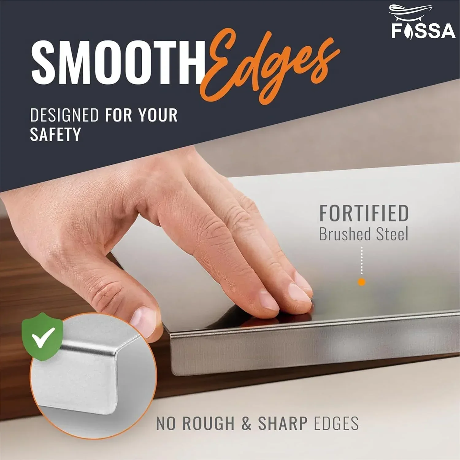 Fossa 15.5"x12"x1" Extra Large 304 Grade Stainless Steel Chopping Board (Silver) - Image 8