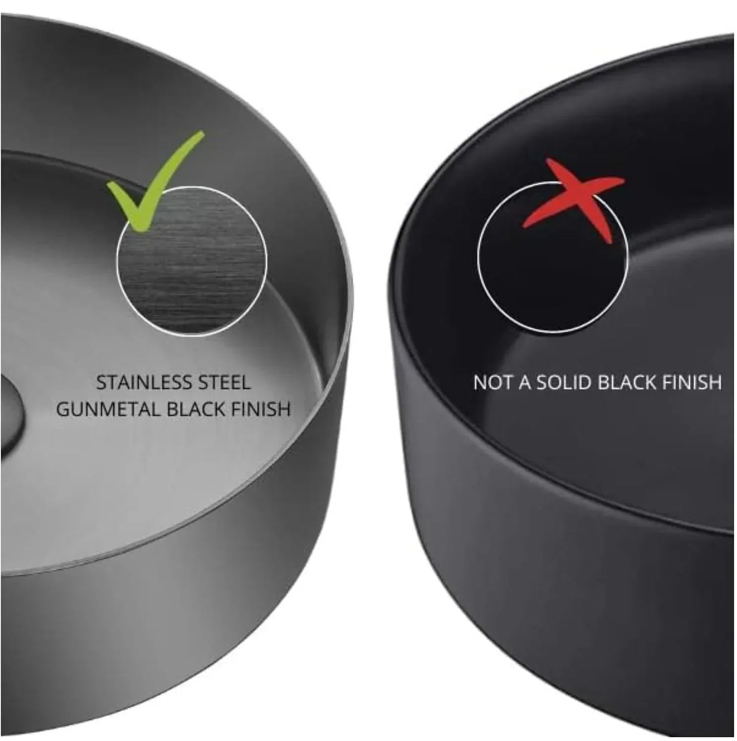 Wash Basin 304 (15x15x4) Inch Black Stainless Steel Table Top For Bathroom - Image 3