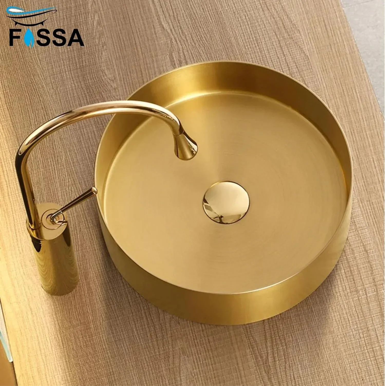 Wash Basin 304 15x15x4 Inch Gold Stainless Steel Table Top For Bathroom - Image 4