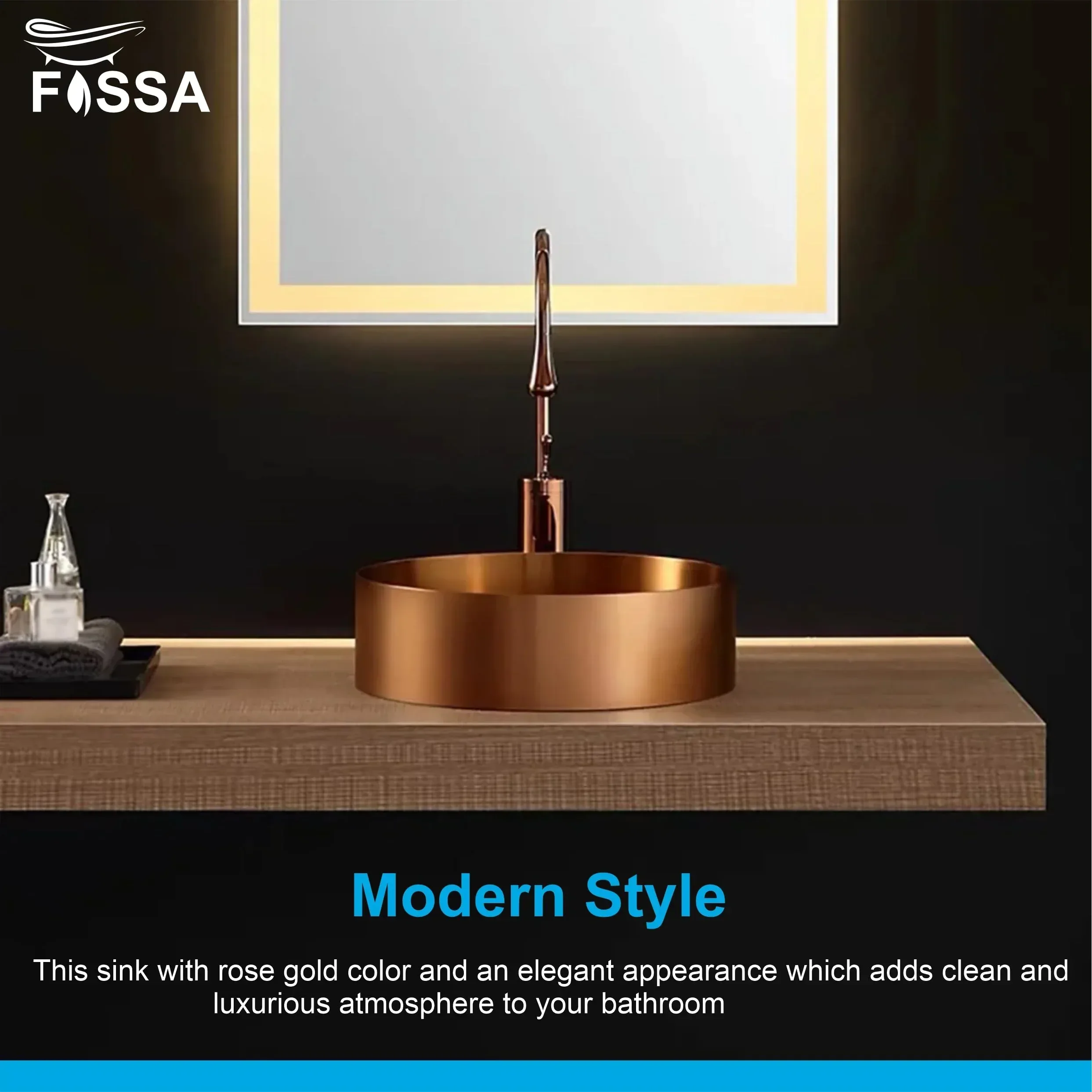 Wash Basin 304 15x15x4 Inch Rose Gold Stainless Steel Table Top For Bathroom - Image 3