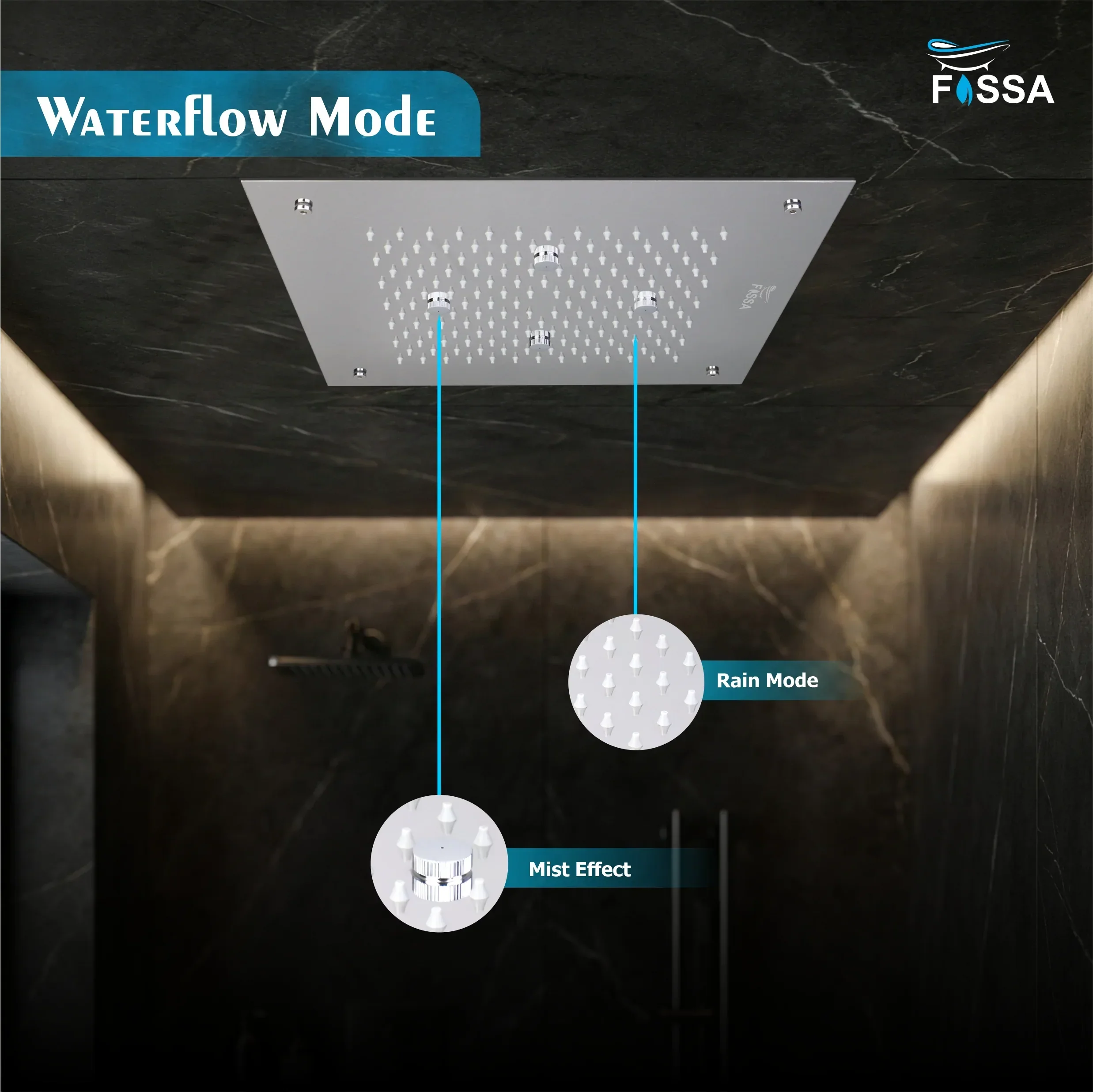 304 Stainless Steel Ceiling Overhead Shower (16x16 Inch) - Image 3