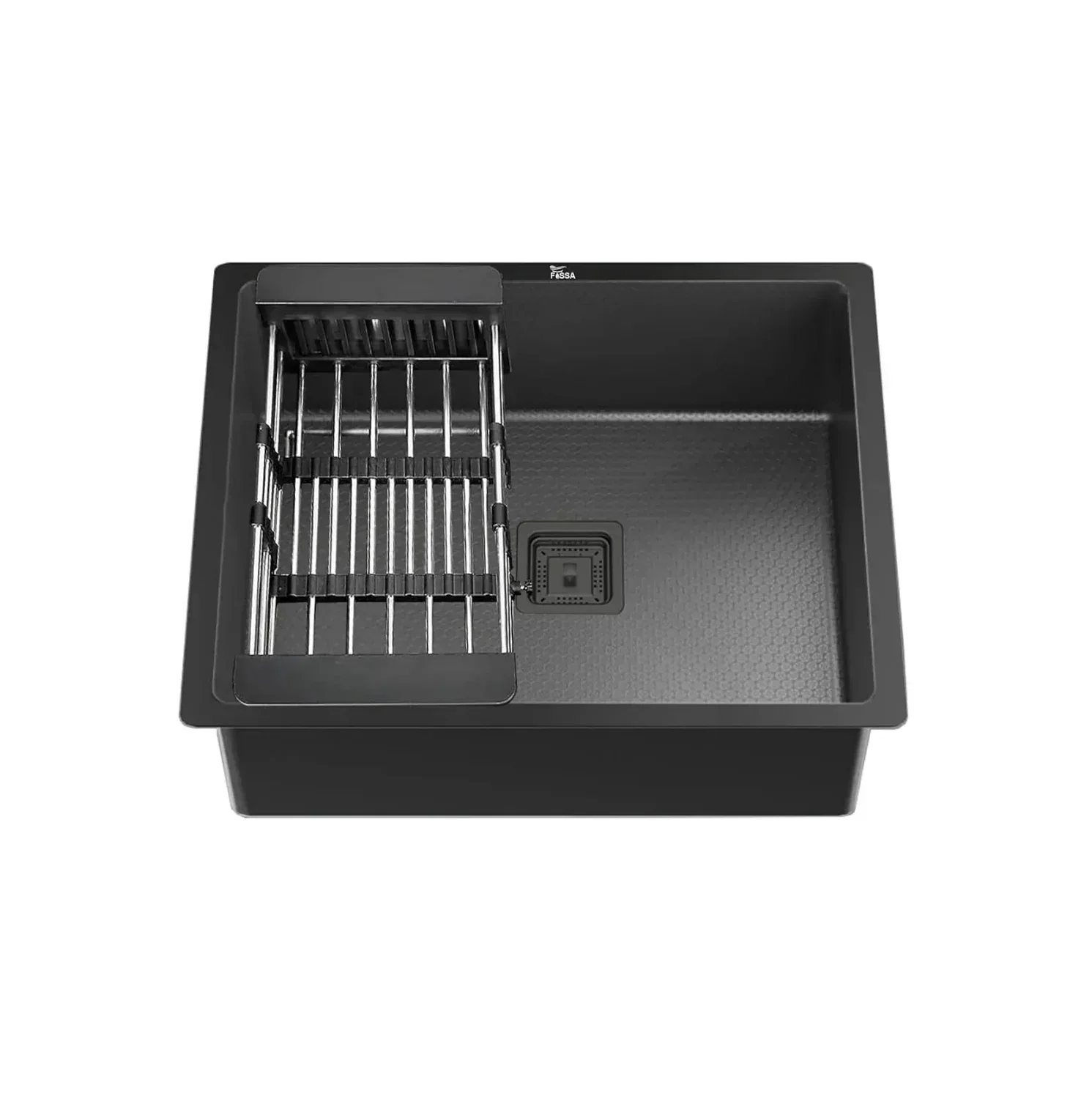 Honeycomb Embossed (18"x16"x09") Inch Single Bowl Black  Kitchen Sink with Nano Coating