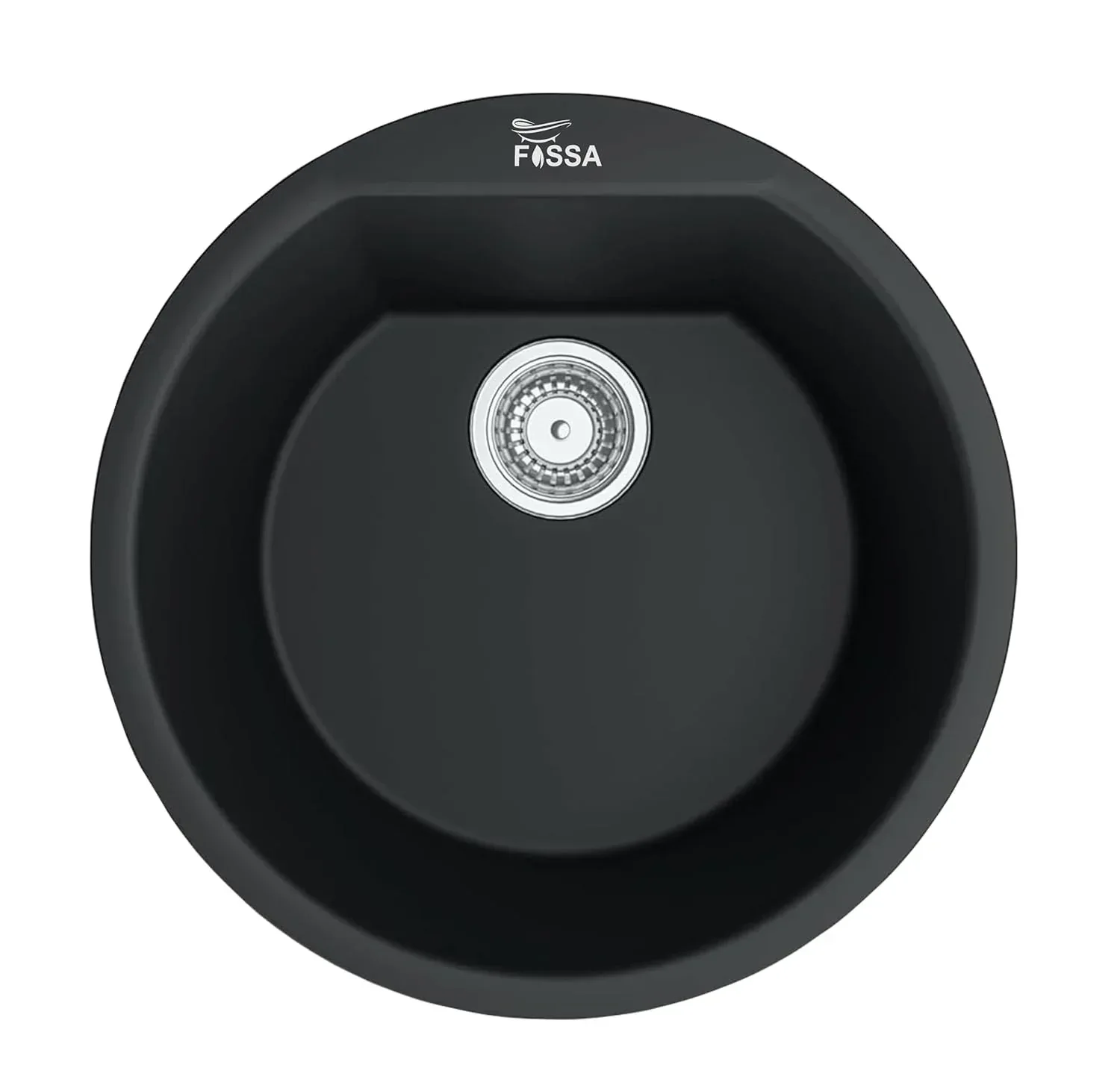 Quartz Kitchen Sink Single Bowl Round Black (18×18x8 Inches) – 10-Year Warranty