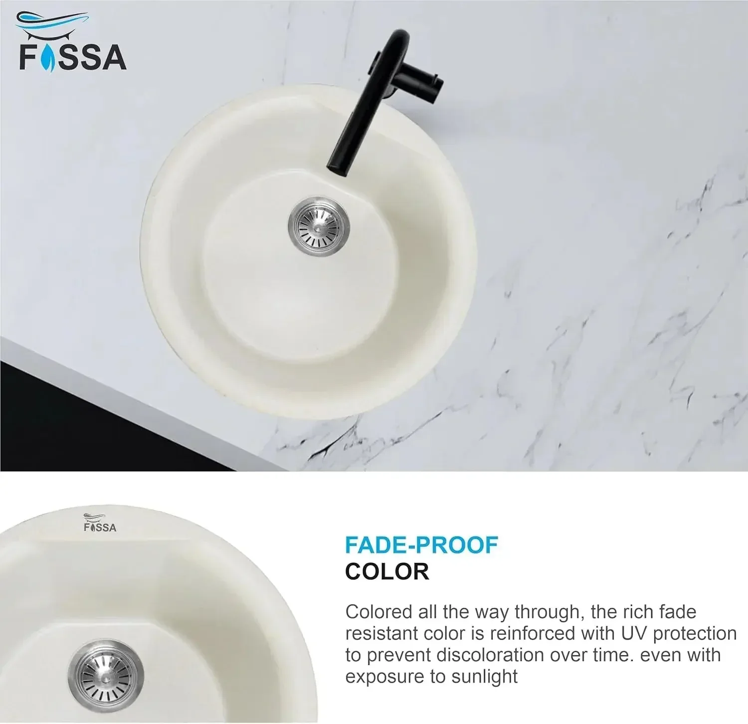 Quartz Kitchen Sink Single Bowl White (18x18x8 Inches) – 10-Year Warranty - Image 6
