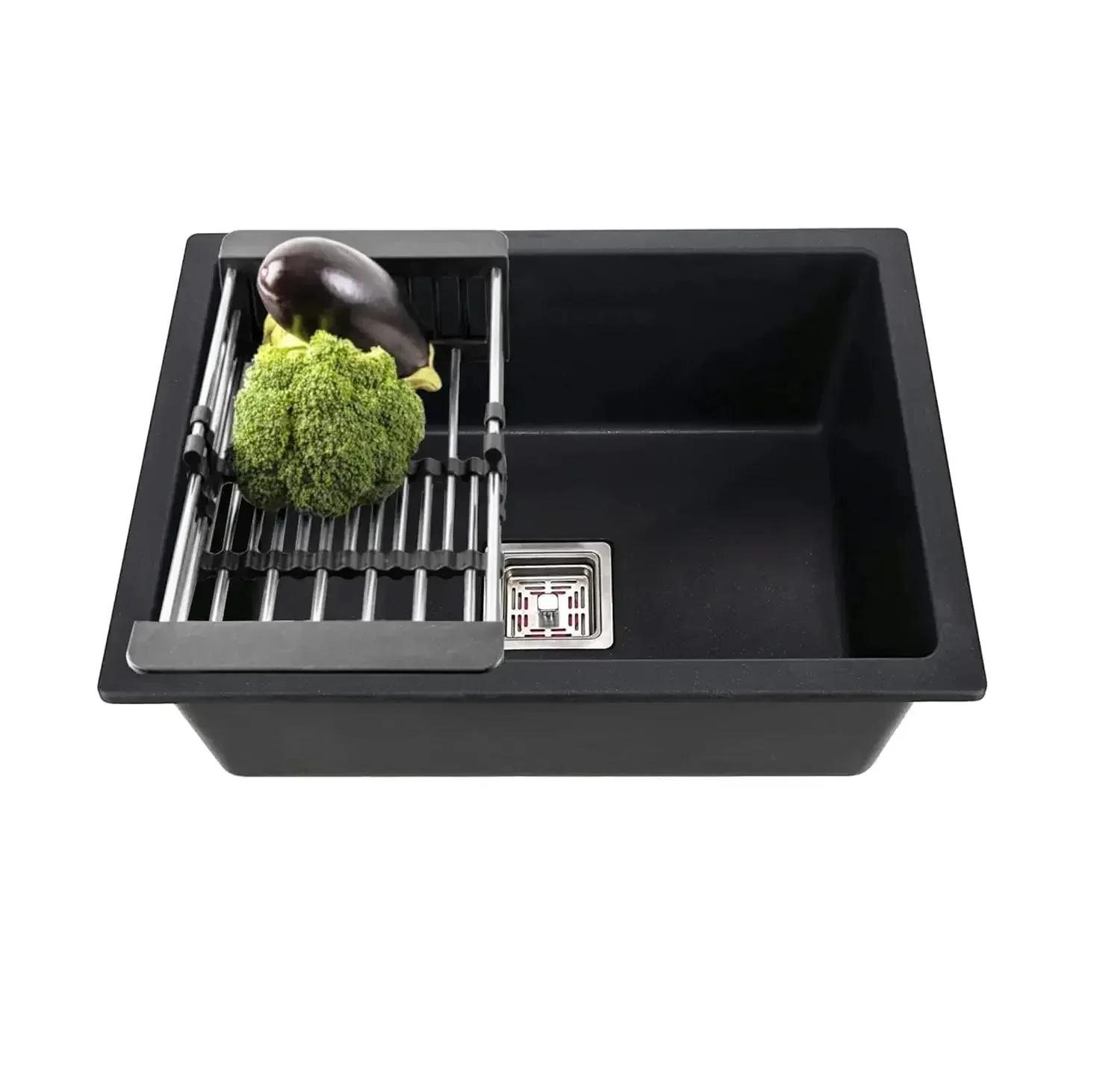 Quartz Kitchen Sink Single Bowl Black (18×16x9 Inches) – 10-Year Warranty