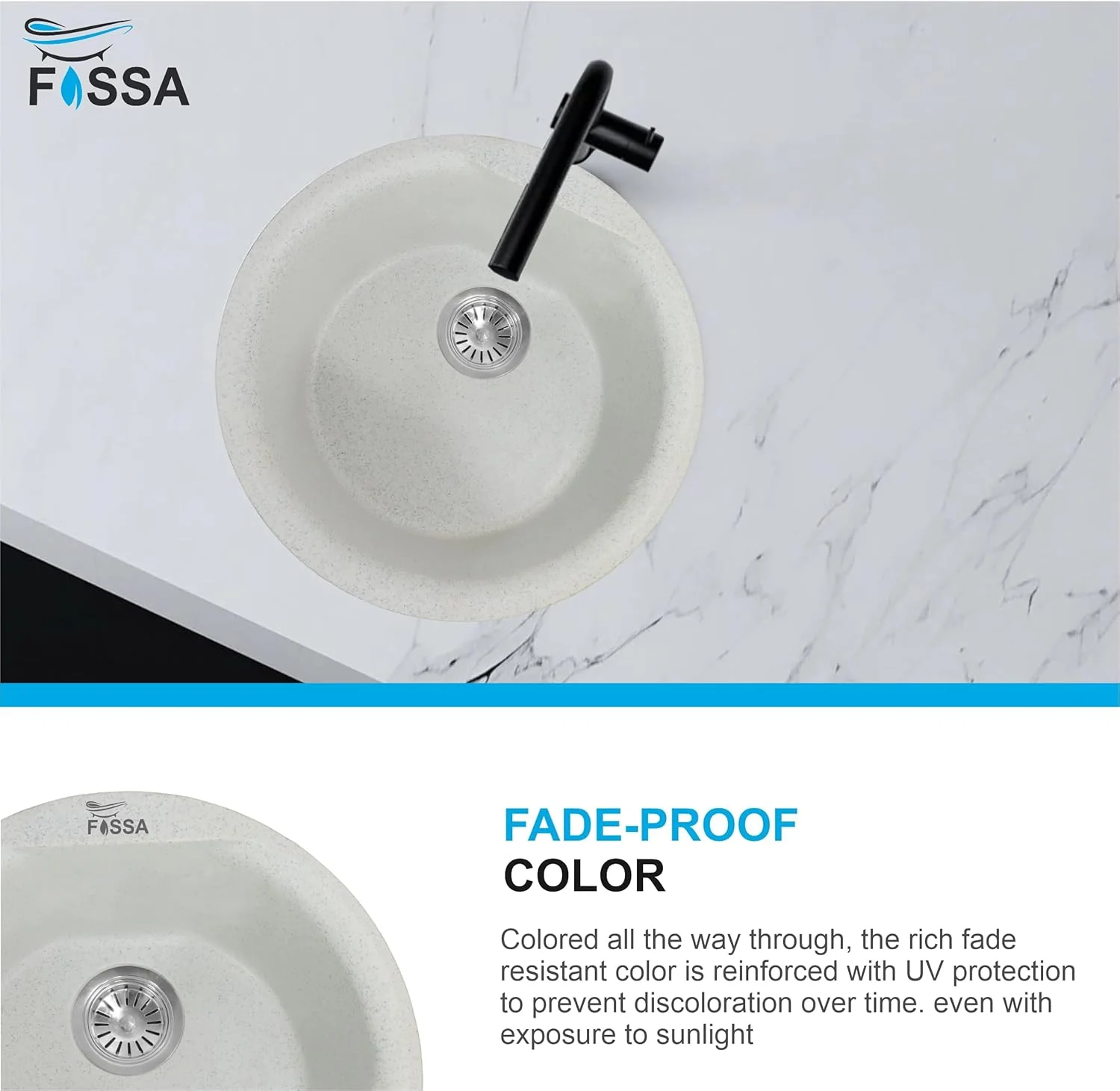 Quartz Kitchen Sink Single Bowl Grey Stone (18x18x08 Inches) – 10-Year Warranty - Image 4