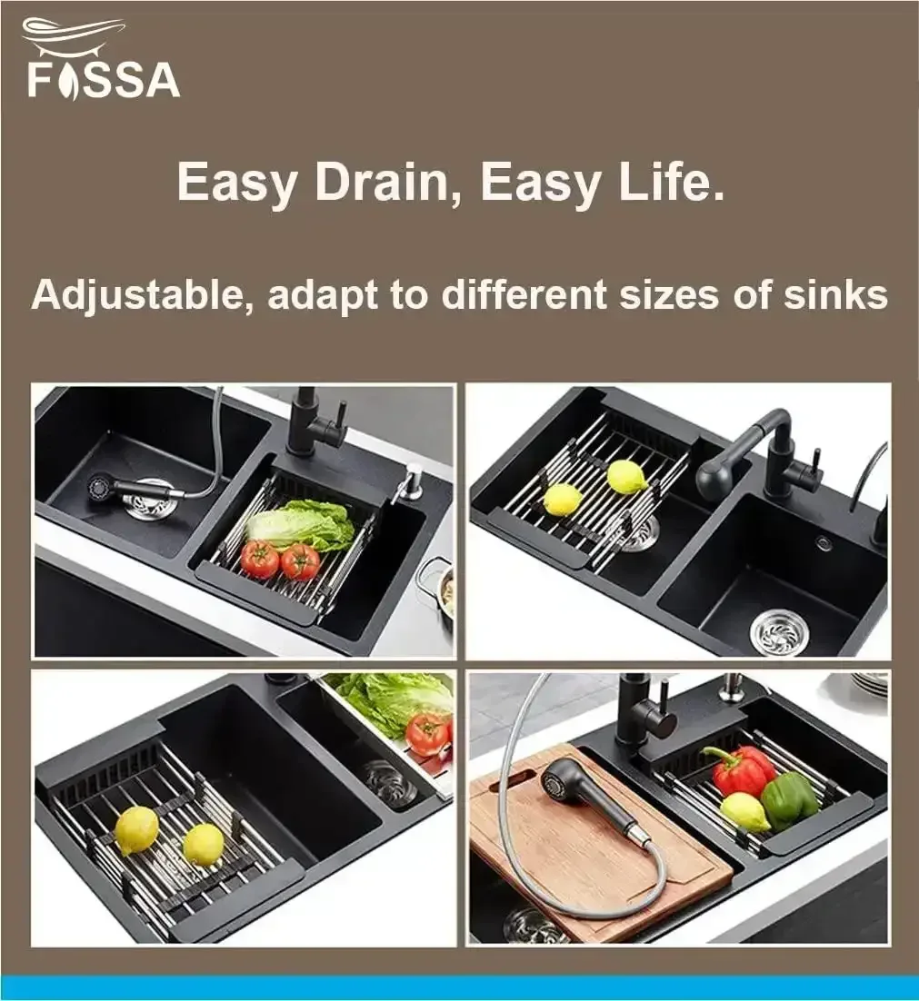 20 Inches Adjustable Vegetable Basket/sink Strainer Black - Image 5