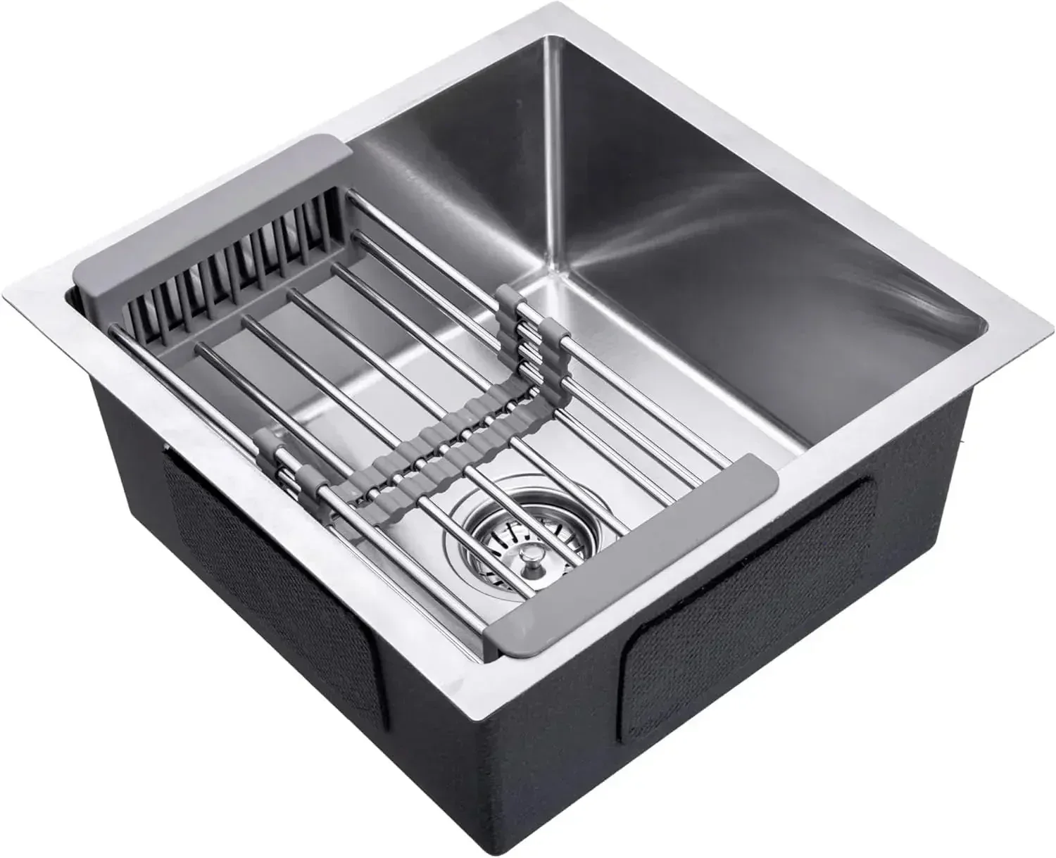 Premium 18x16x9 Inch Stainless Steel Single Bowl Kitchen Sink Round Coupling  Silver - Image 3
