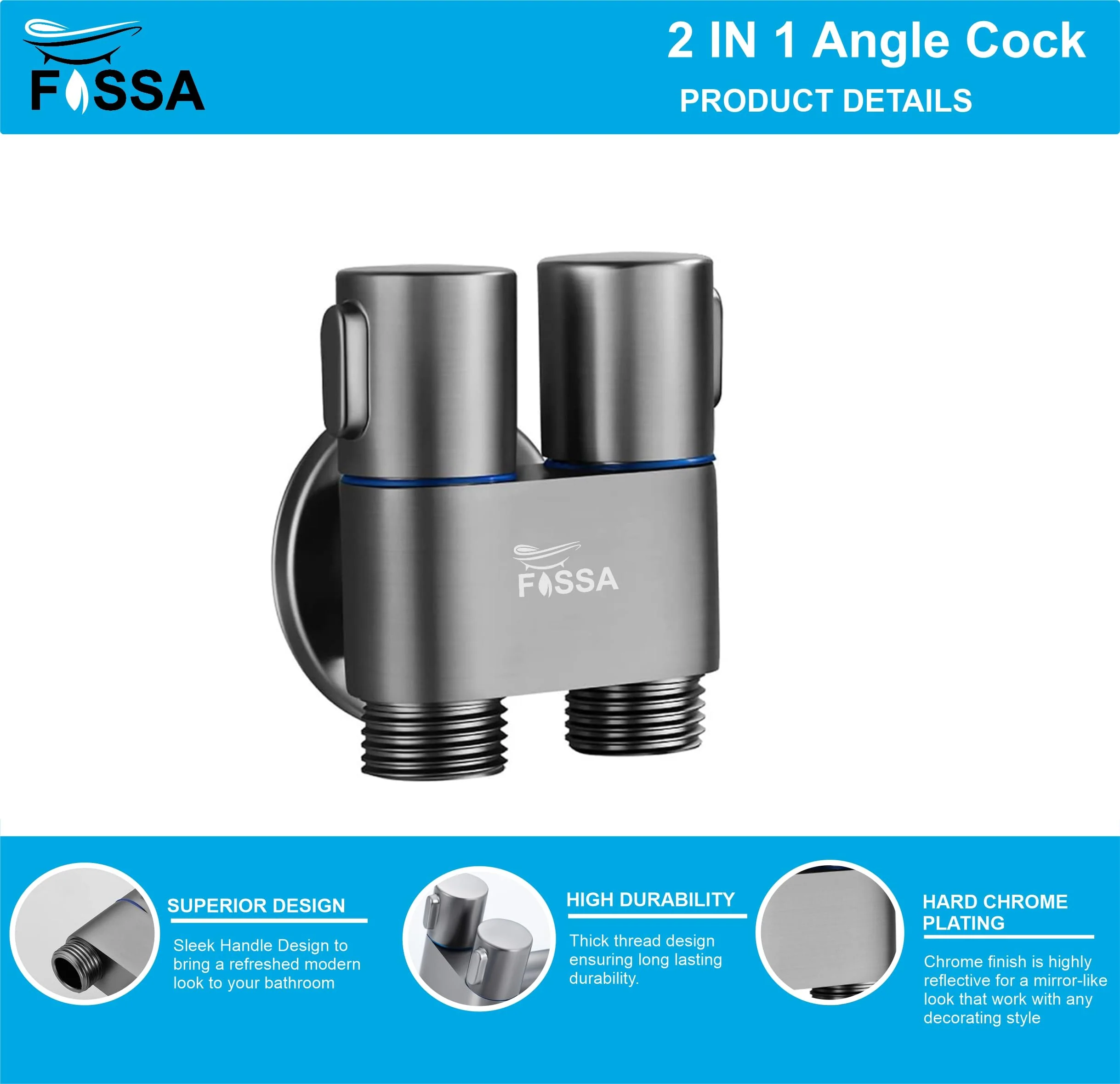 2 in 1 Brass Angle cock Black For Use multi Purpose - Image 7