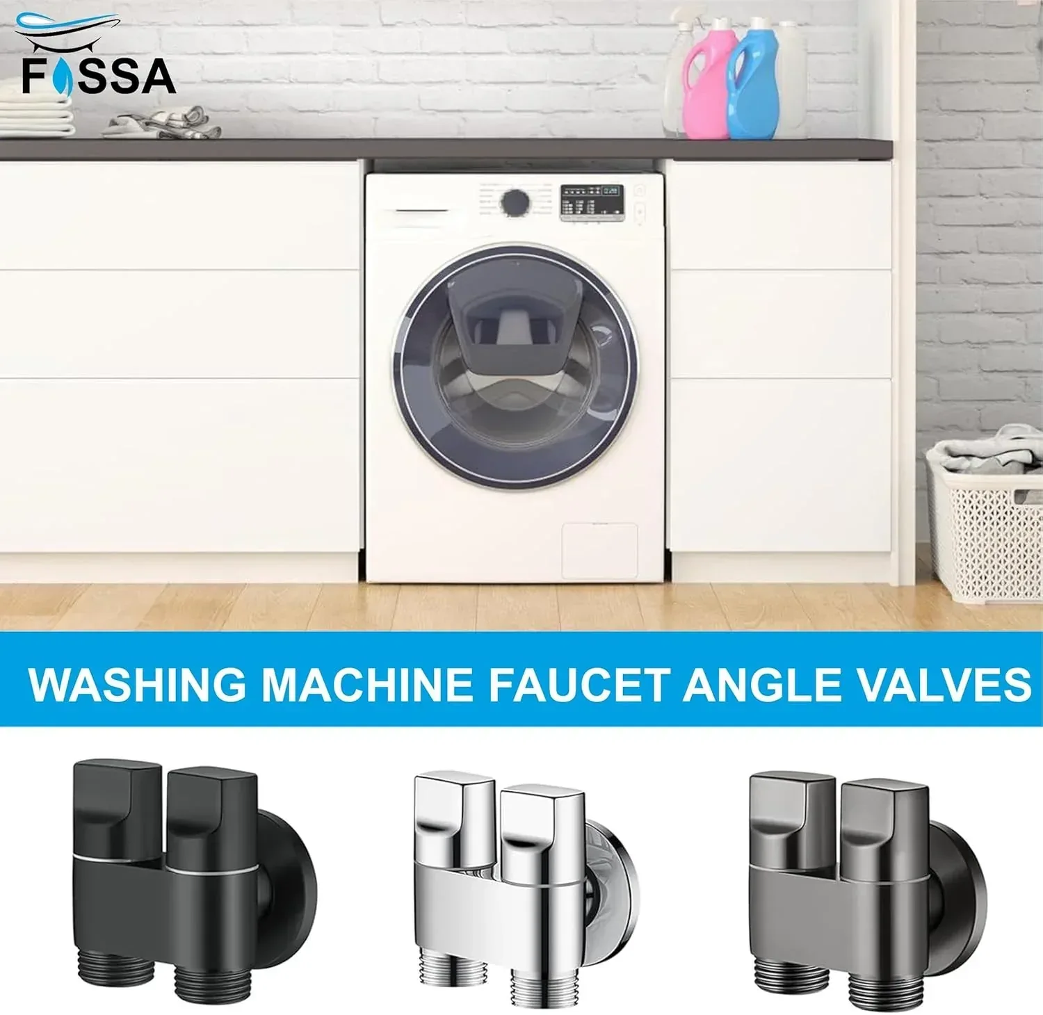 2 in 1 Laundry Faucet Black Stainless Steel Angle Valve With Nozzle - Image 4