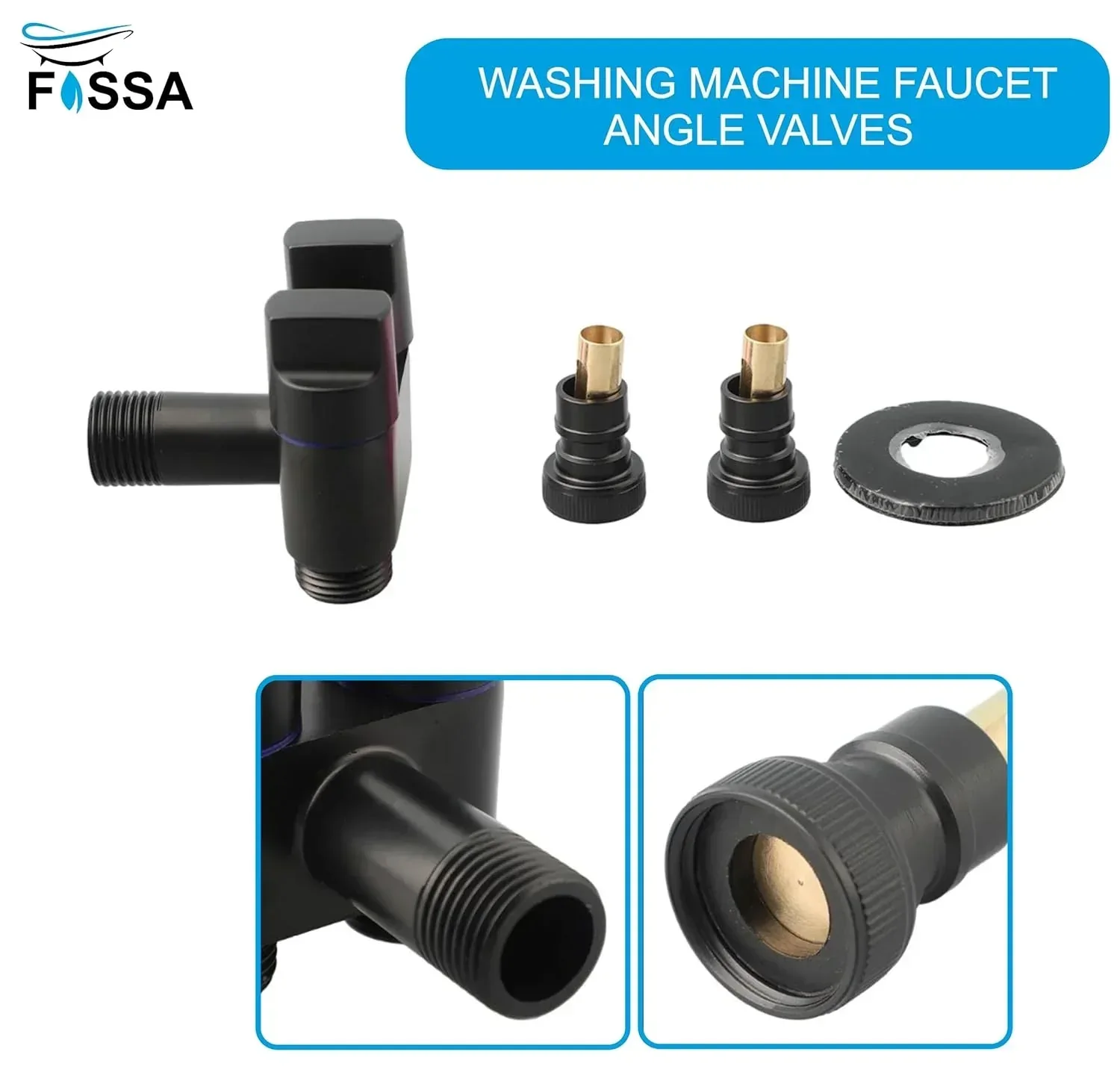 2 in 1 Laundry Faucet Black Stainless Steel Angle Valve With Nozzle - Image 5
