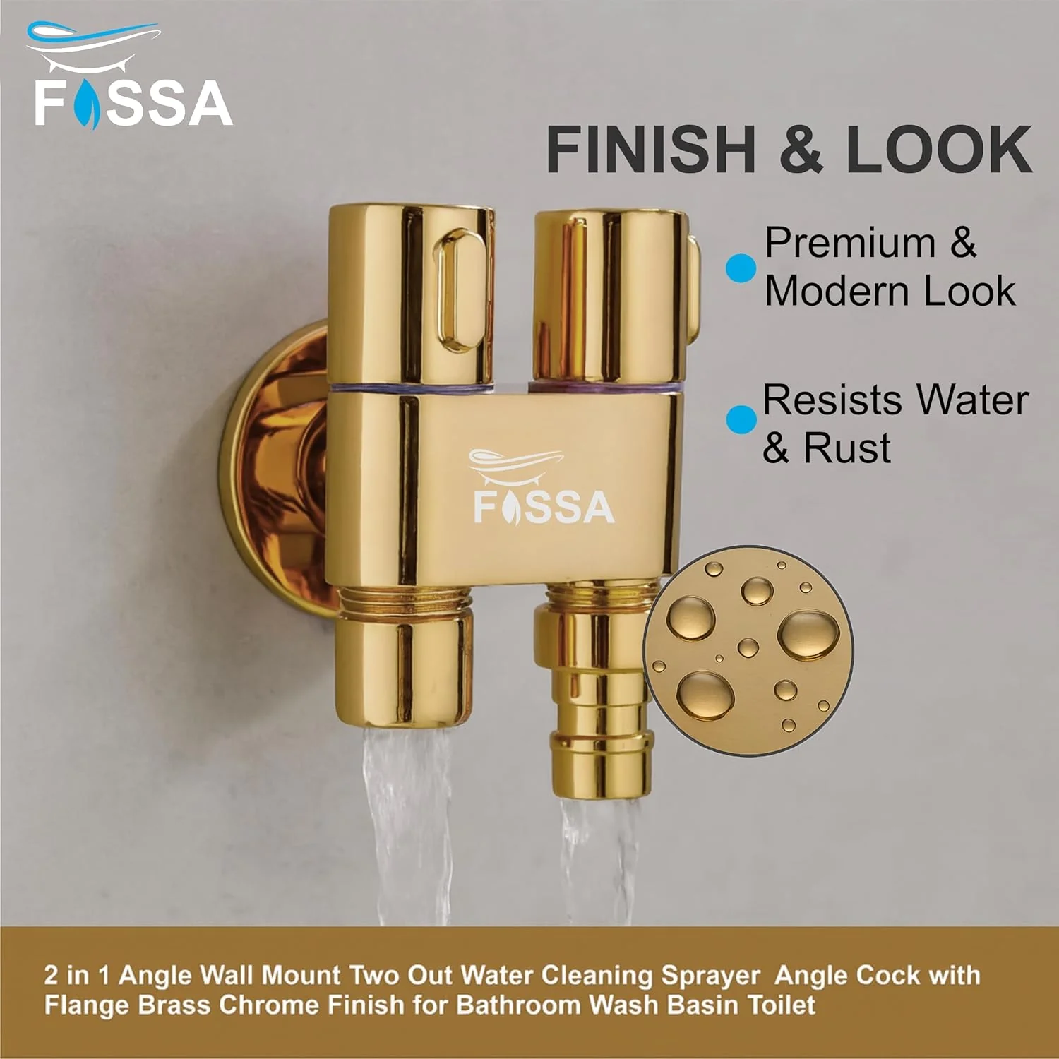 2 in 1 Brass Angle cock Gold For Use multi Purpose - Image 9