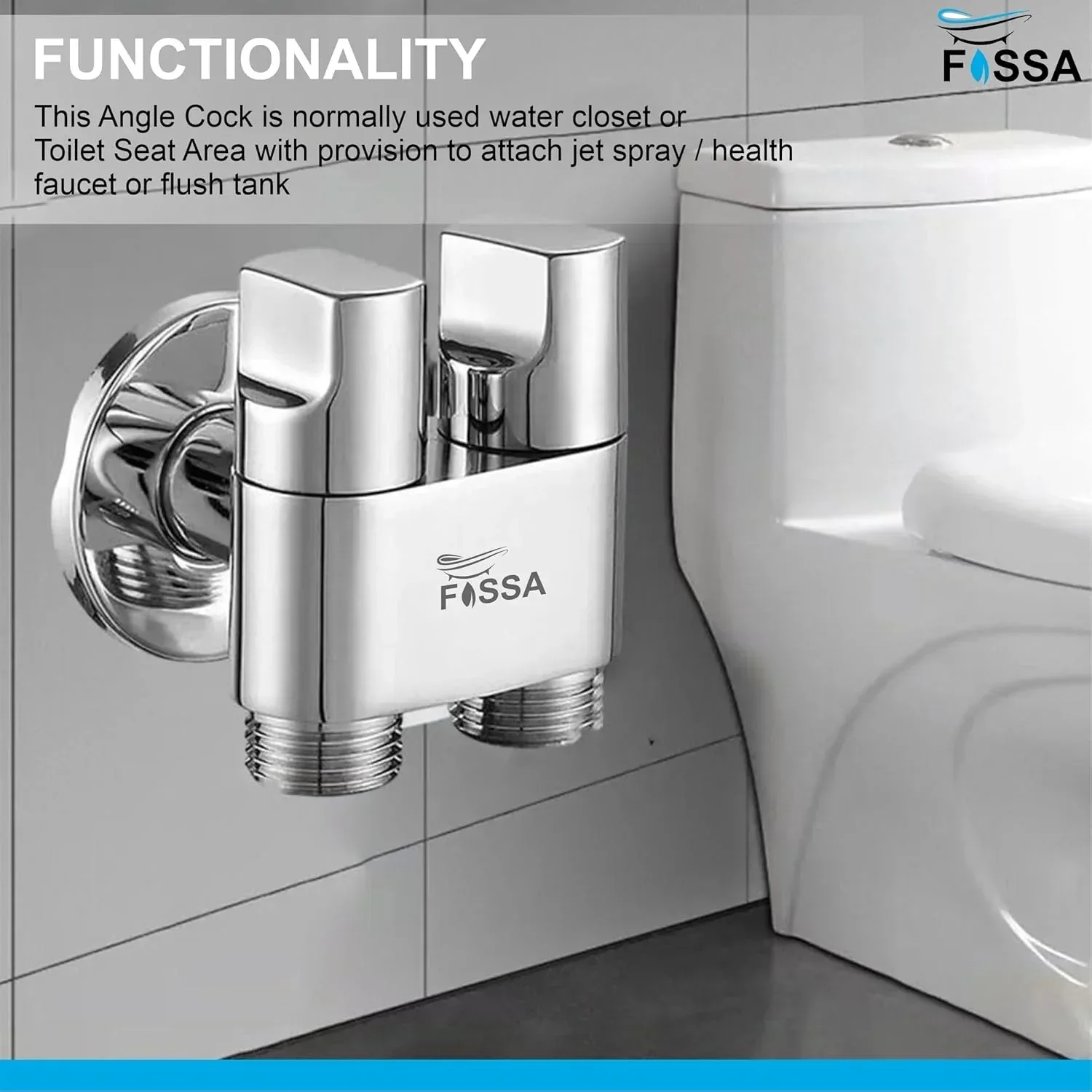 Dual Outlets Control Washing Machine Angle Valve Faucet with Nozzle Silver - Image 3