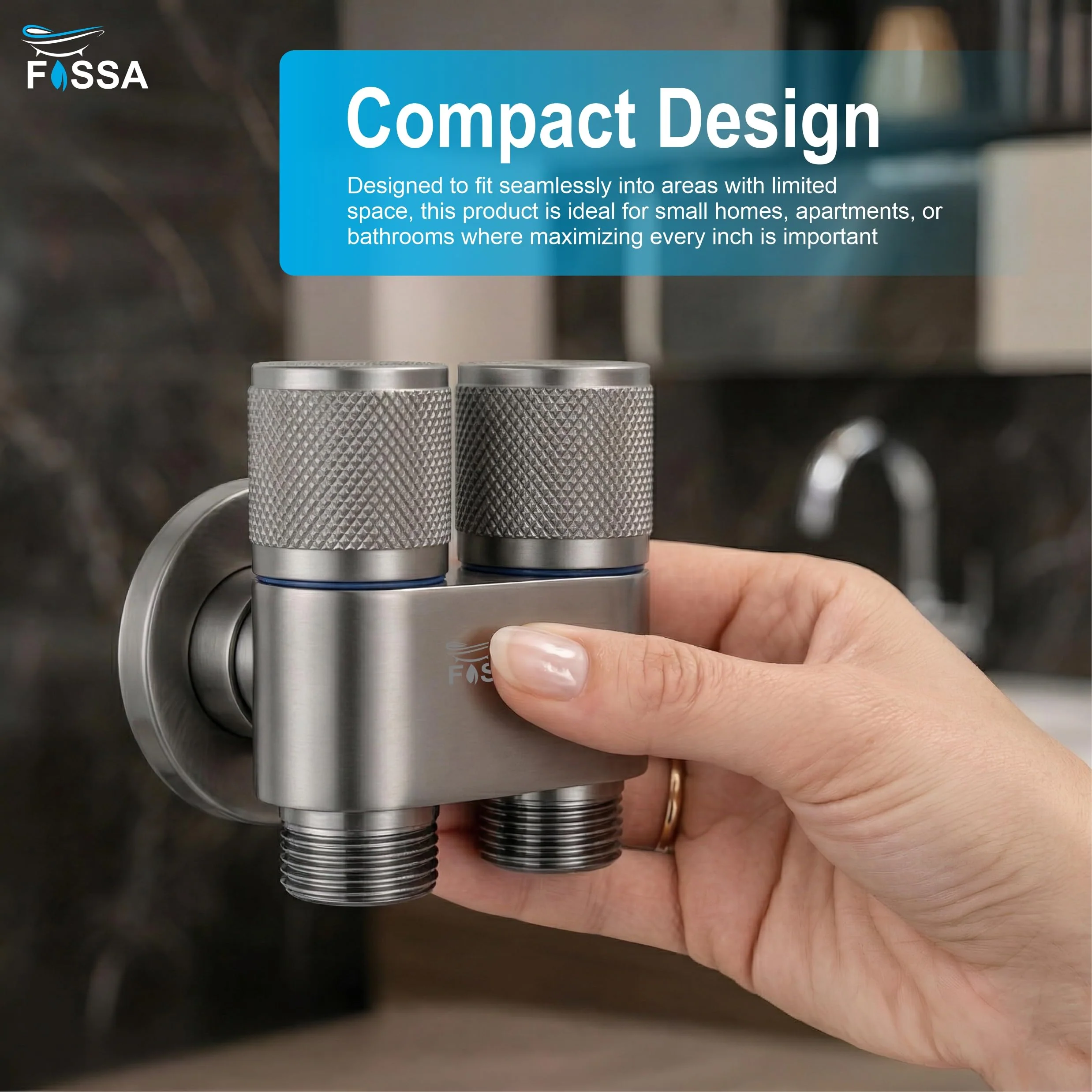2 Way Galaxy Grey Stainless Steel Angle cock For Use multi Purpose Without Nozzle - Image 4