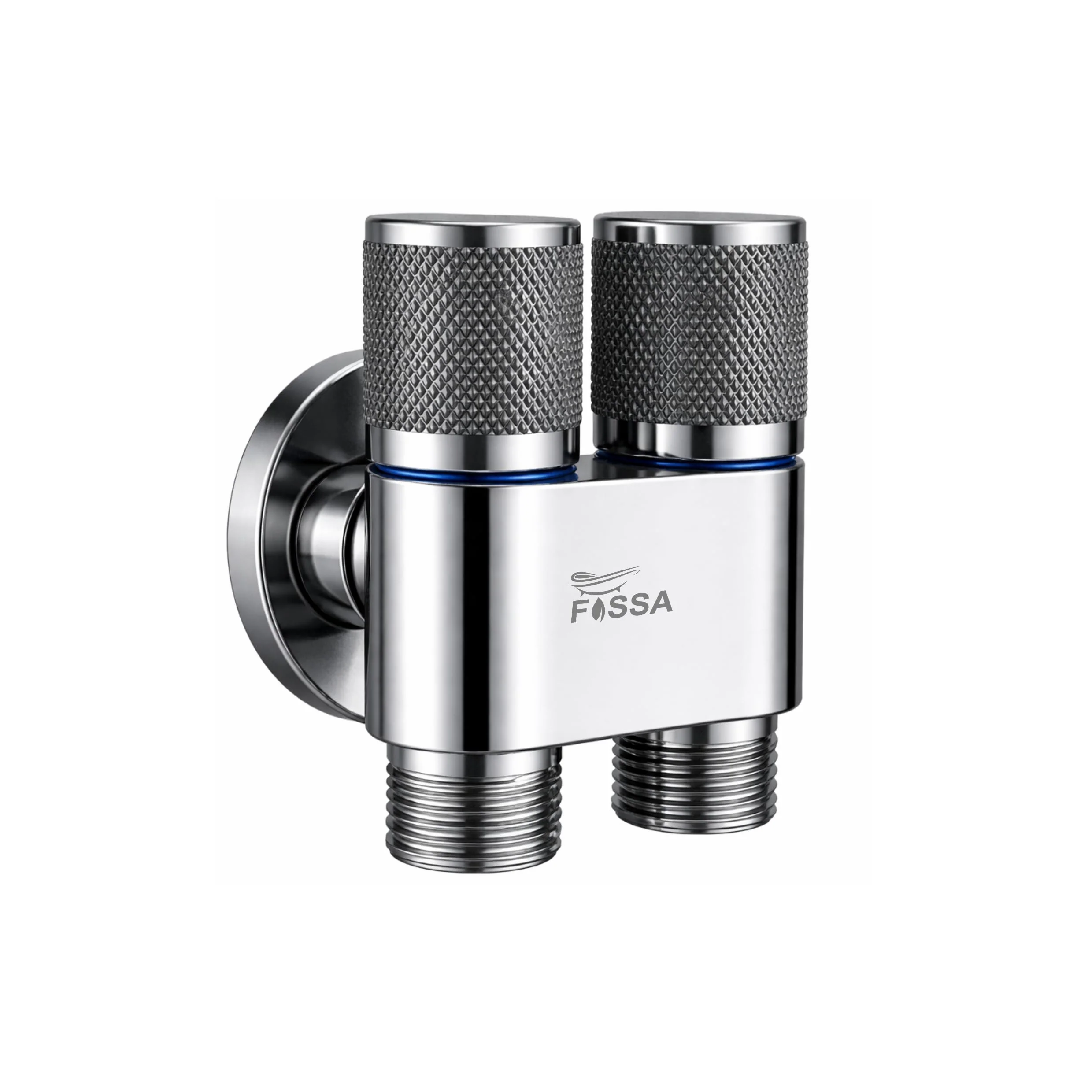 2 Way Galaxy Silver SS Washing Machine Angle Valve Without Nozzle