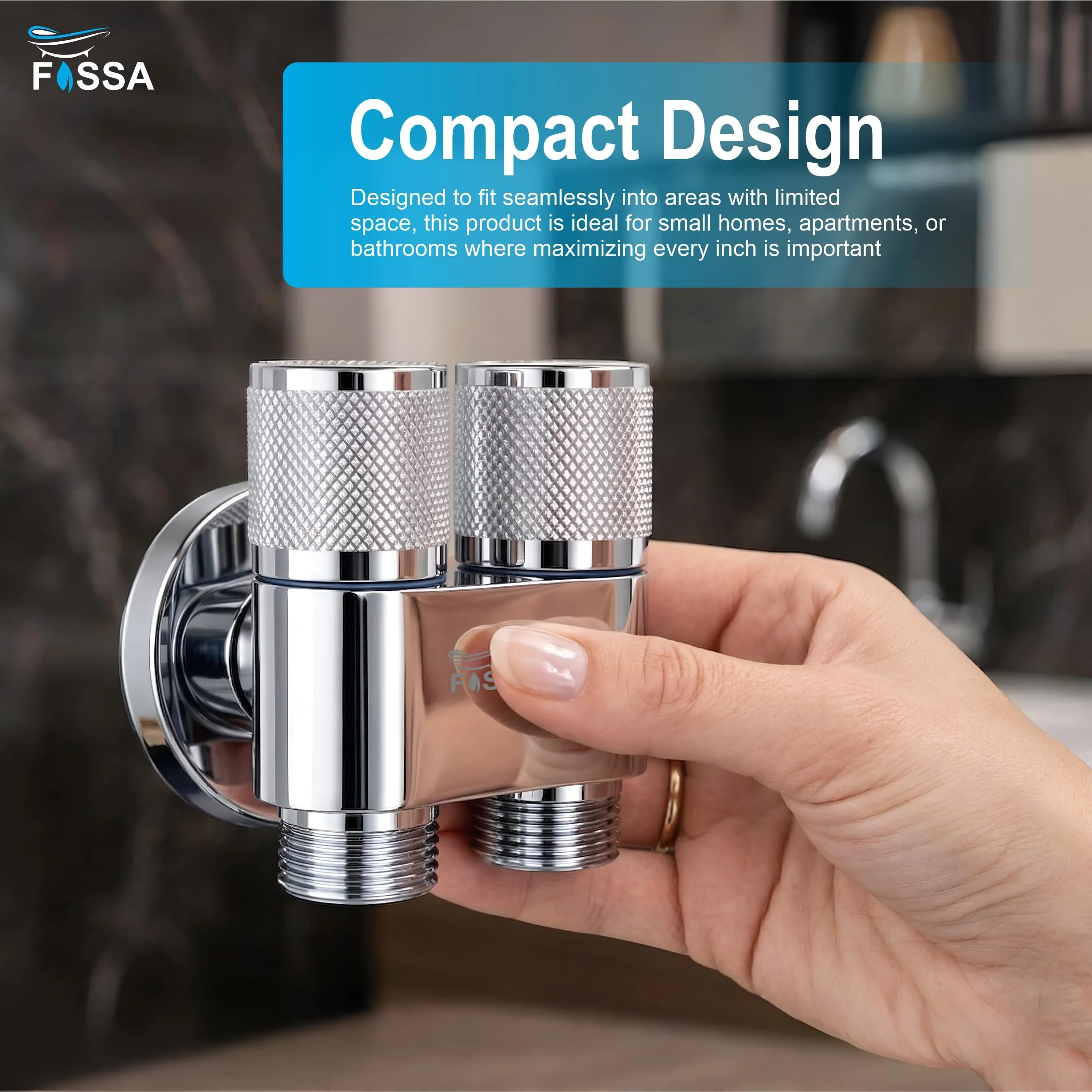 2 Way Galaxy Silver SS Washing Machine Angle Valve Without Nozzle - Image 6