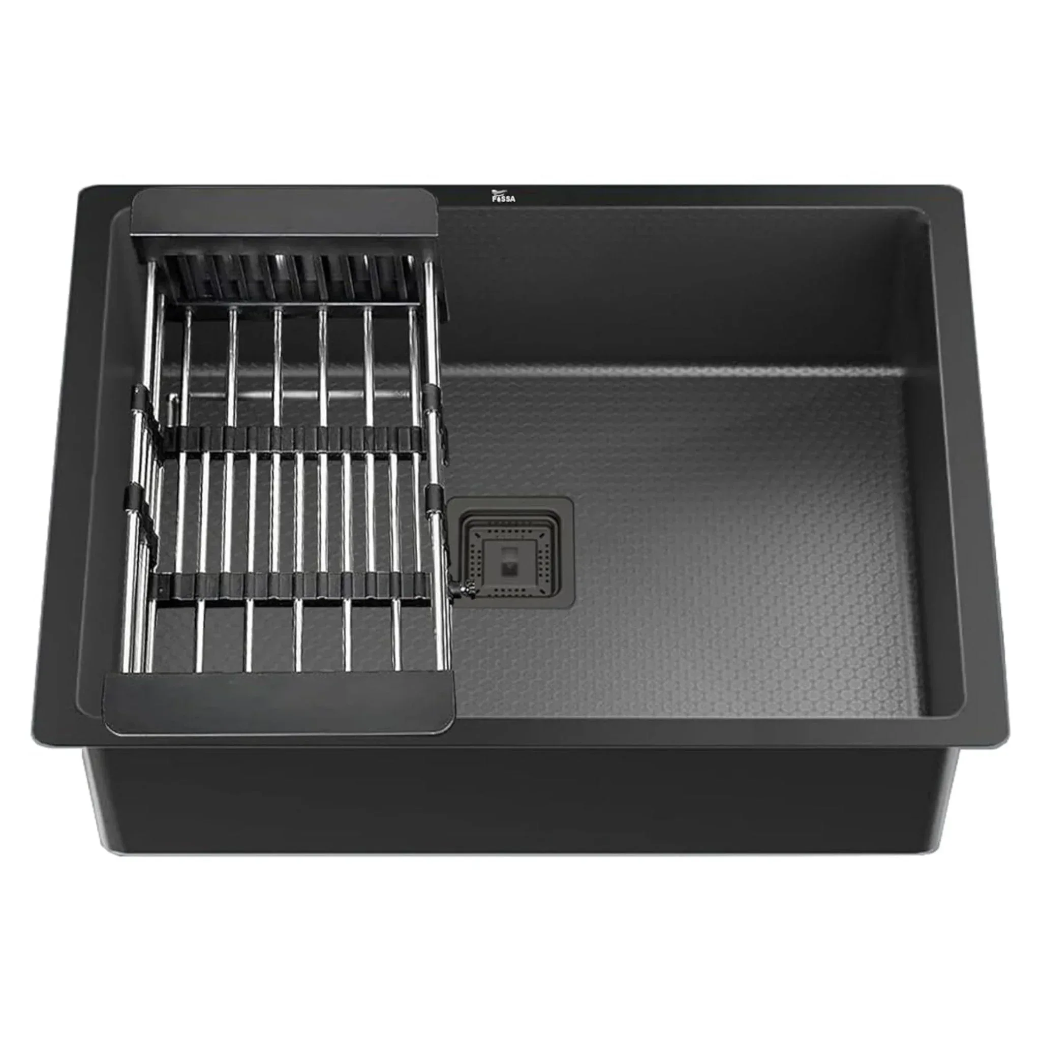 304 Honeycomb Embossed (21"x18"x09") Inch Single Bowl Black Kitchen Sink with Nano Coating