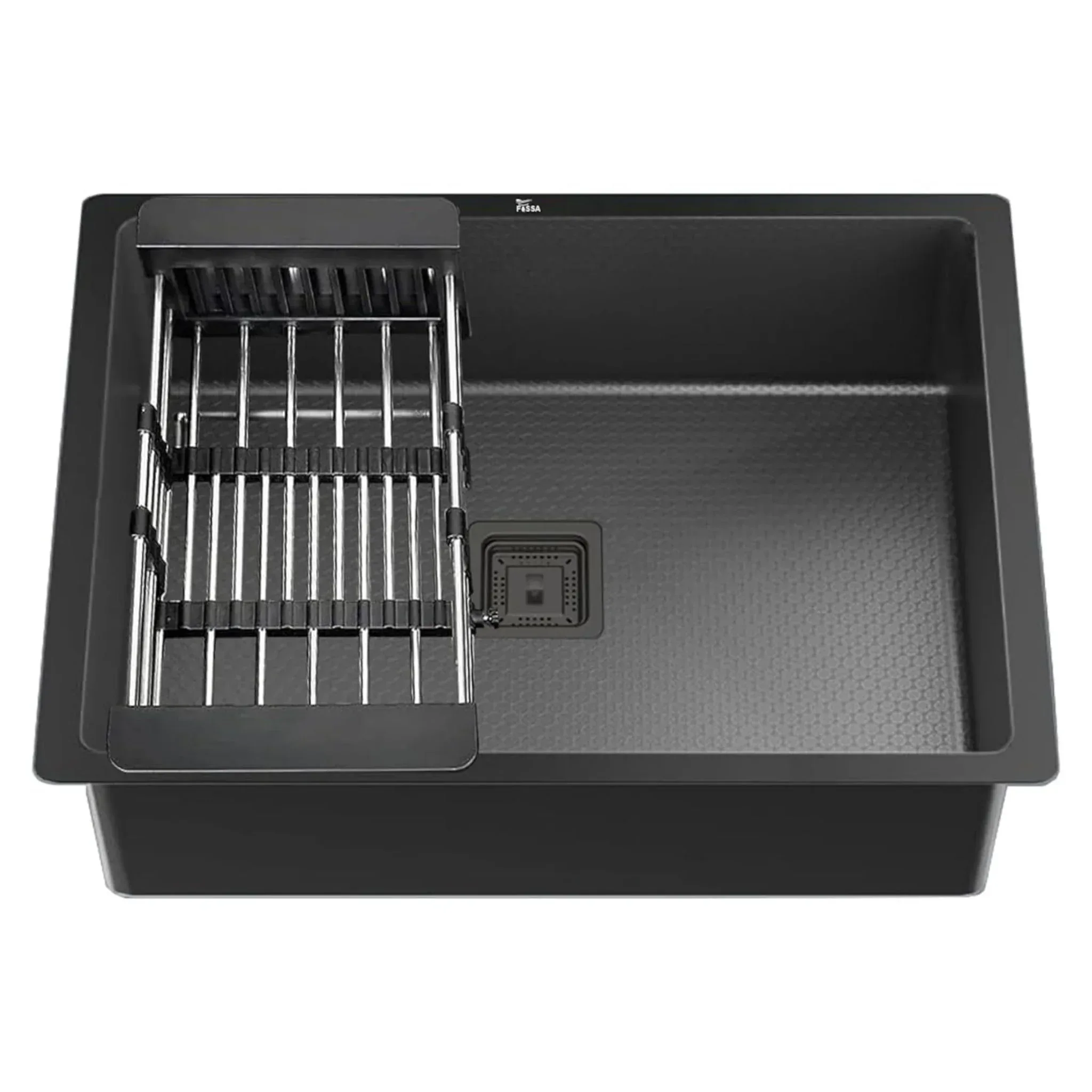 Honeycomb Embossed (21"x18"x09" ) Inch Single Bowl Black Kitchen Sink with Nano Coating