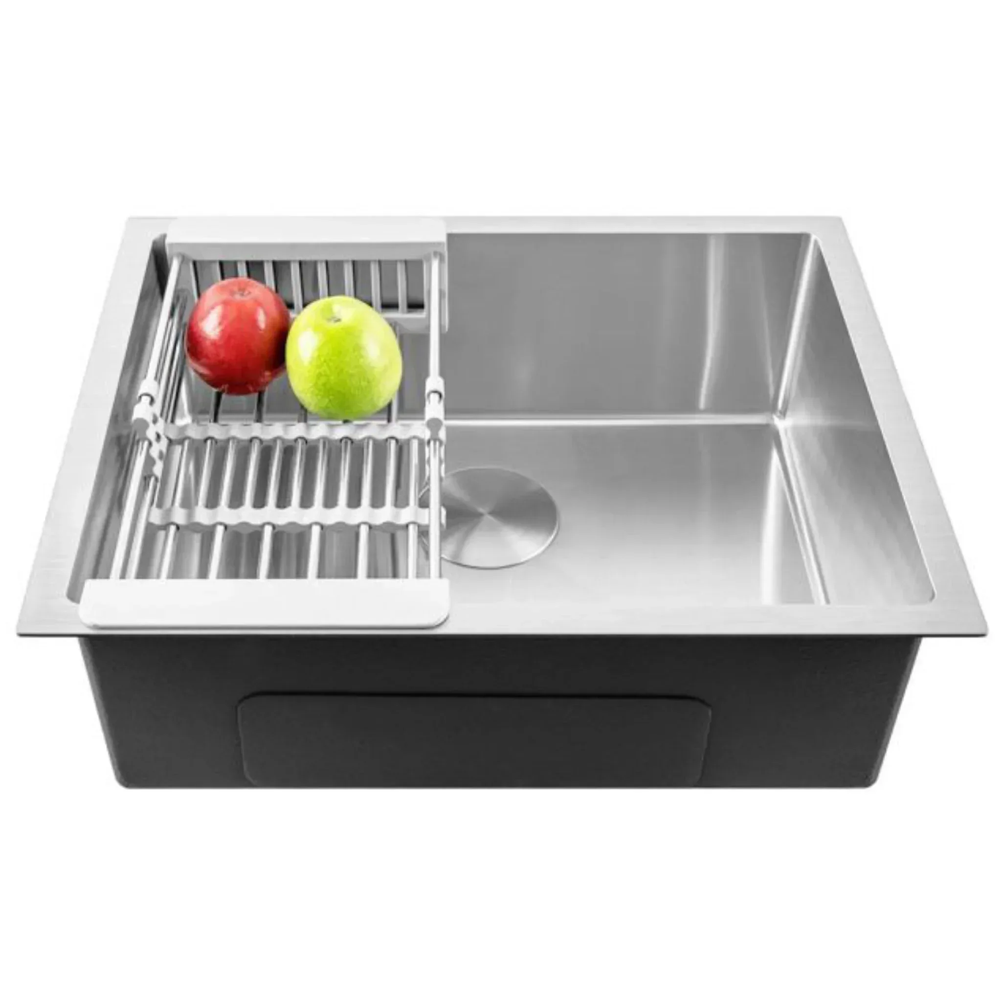 304 Handmade (22 x 18 x 9) Inch  Stainless Steel Single Bowl Round Silver Kitchen Sink