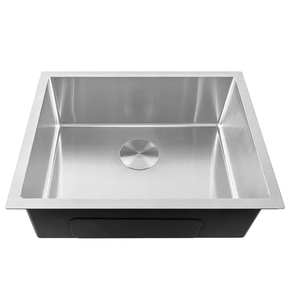 304 Handmade (22 x 18 x 9) Inch  Stainless Steel Single Bowl Round Silver Kitchen Sink - Image 3