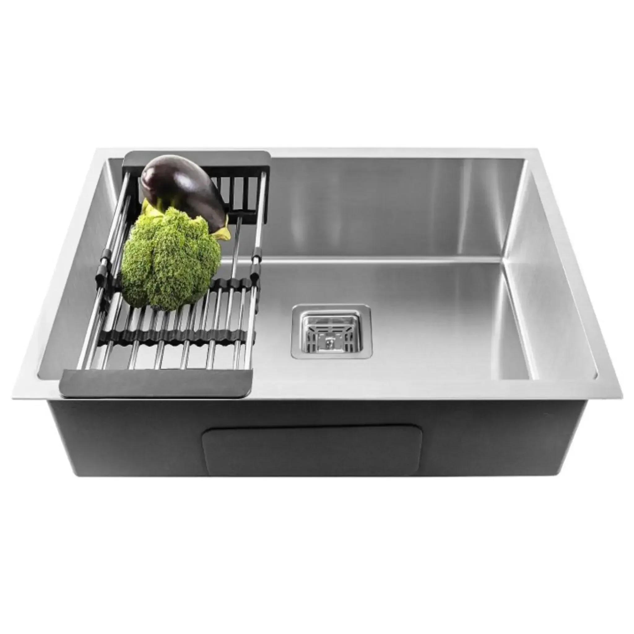 304 Handmade (24 x 18 x 10) Inch Stainless Steel Single Bowl Silver Kitchen Sink