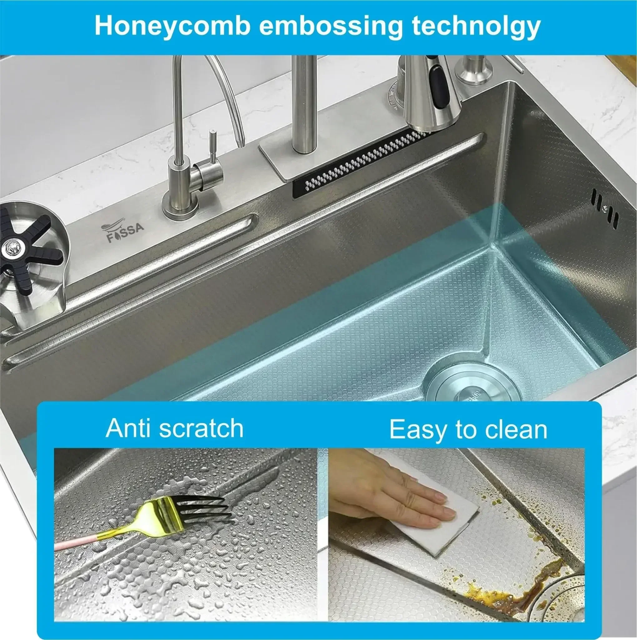Smart Waterfall (24 x 18 x 9) Inch 304 Stainless Steel Kitchen Sink Silver - Image 3