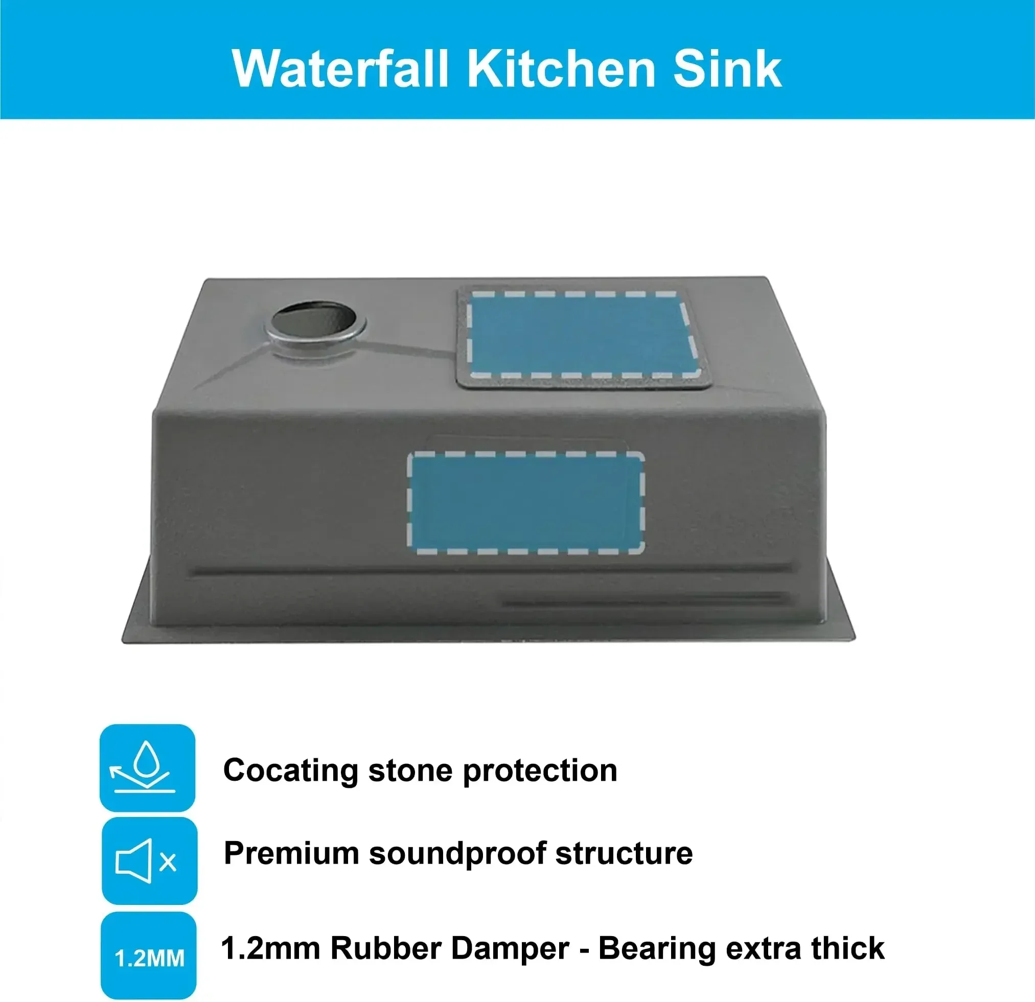 Smart Waterfall (24 x 18 x 9) Inch 304 Stainless Steel Kitchen Sink Silver - Image 6
