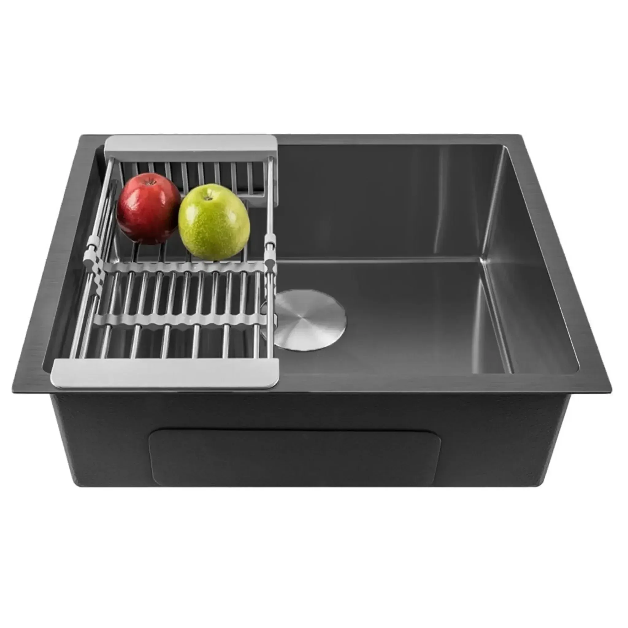304 Handmade (24 x 18 x 10) Inch  Stainless Steel Single Bowl Round Coupling Black Kitchen Sink