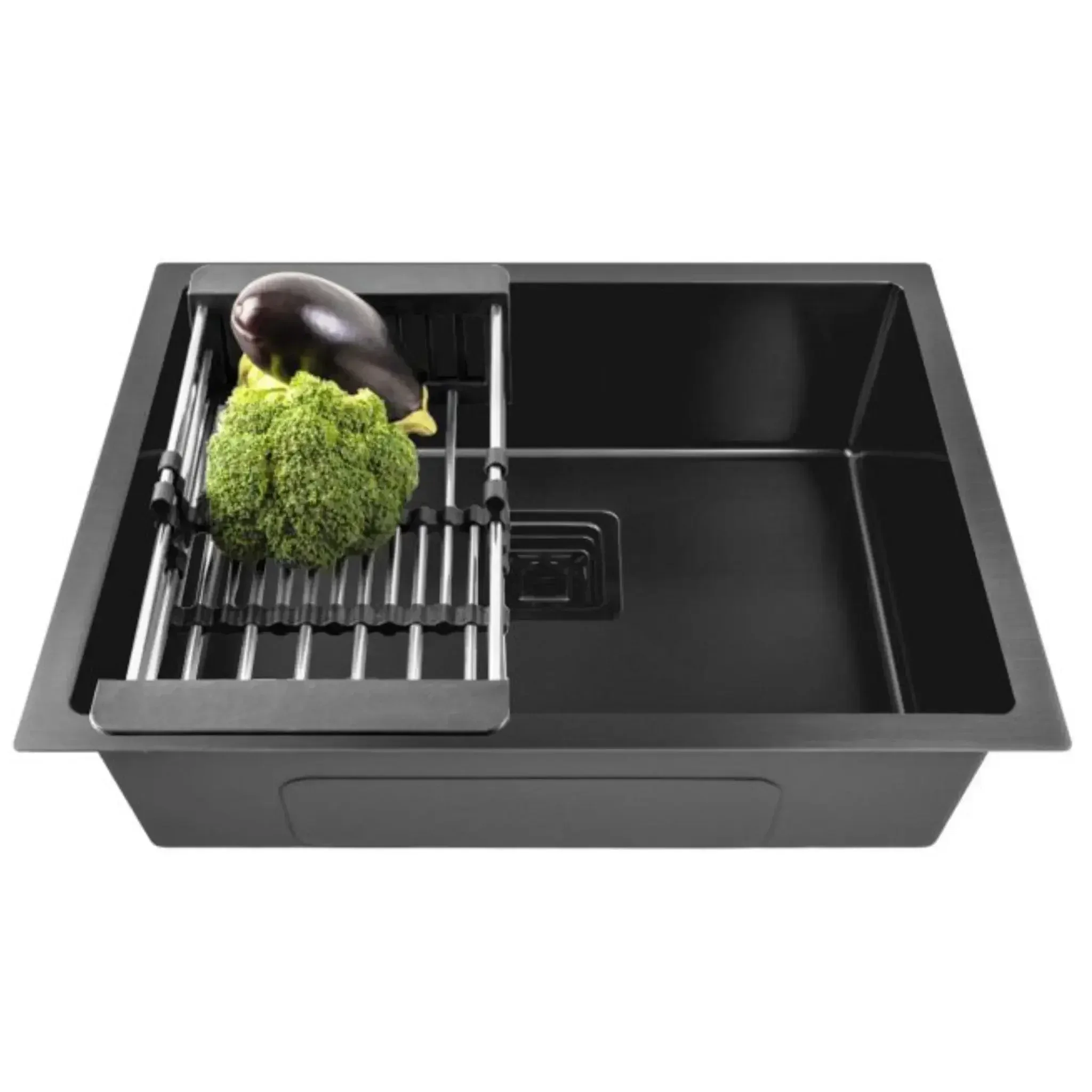 Premium Handmade (24 x 18 x 10) Inch Stainless Steel Single Bowl Black Kitchen Sink