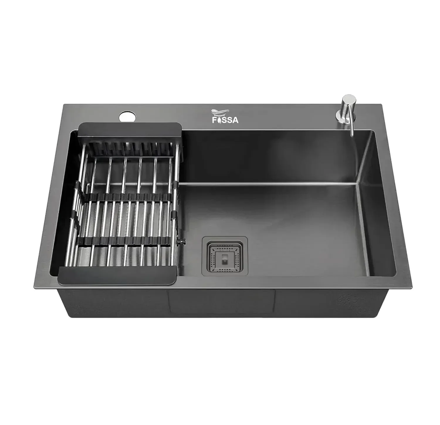 304 Handmade (24 x 18 x 10) Inch Single Bowl Black with Side Tap Hole Stainless Steel Kitchen Sink