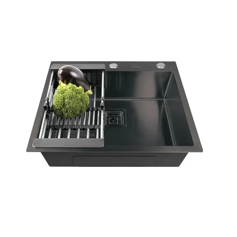 304 Handmade (24 x 18 x 10) Inch  Single Bowl Black with Tap Hole Stainless Steel Kitchen Sink