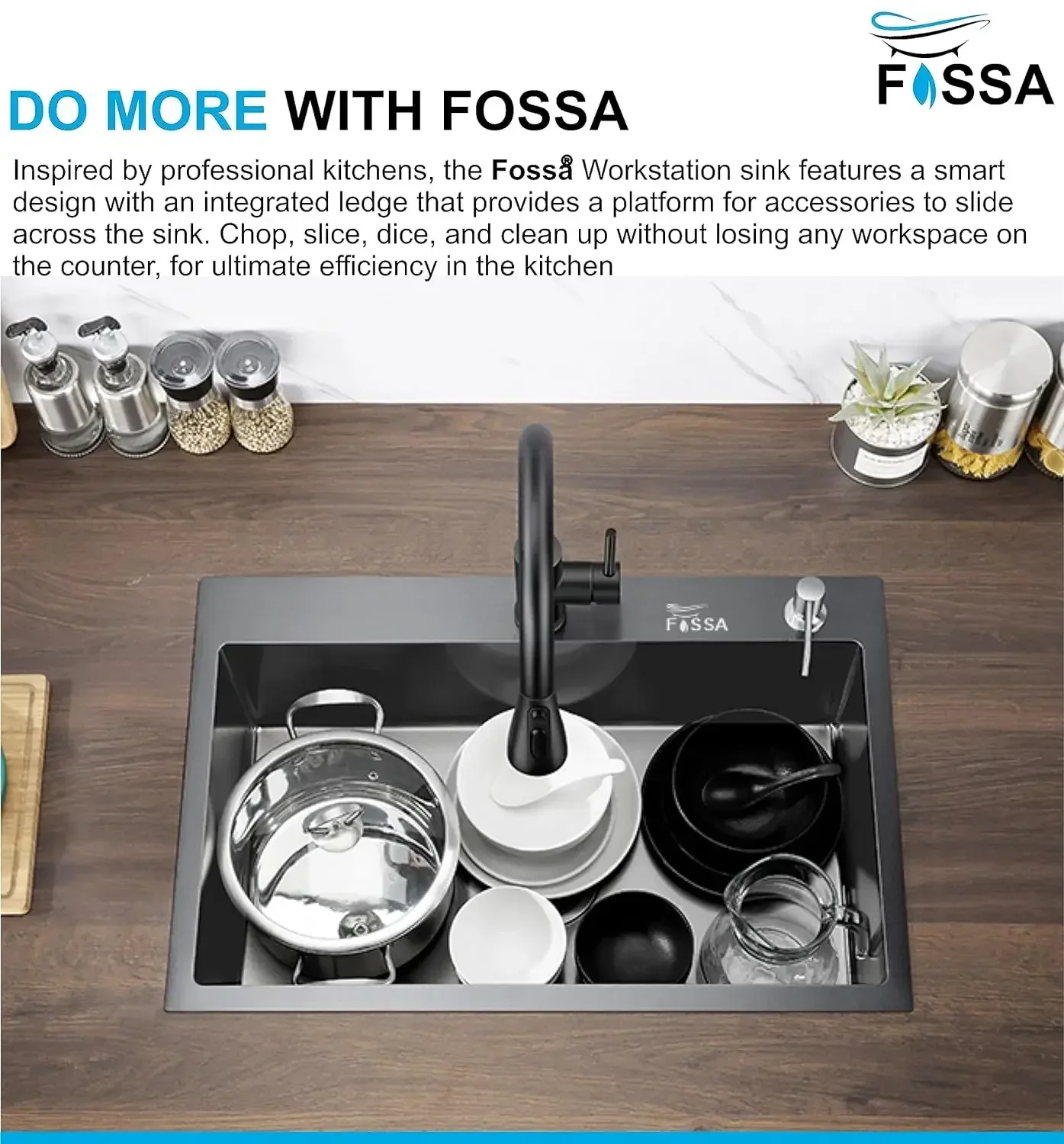 304 Handmade (24 x 18 x 10) Inch  Single Bowl Black with Tap Hole Stainless Steel Kitchen Sink - Image 5