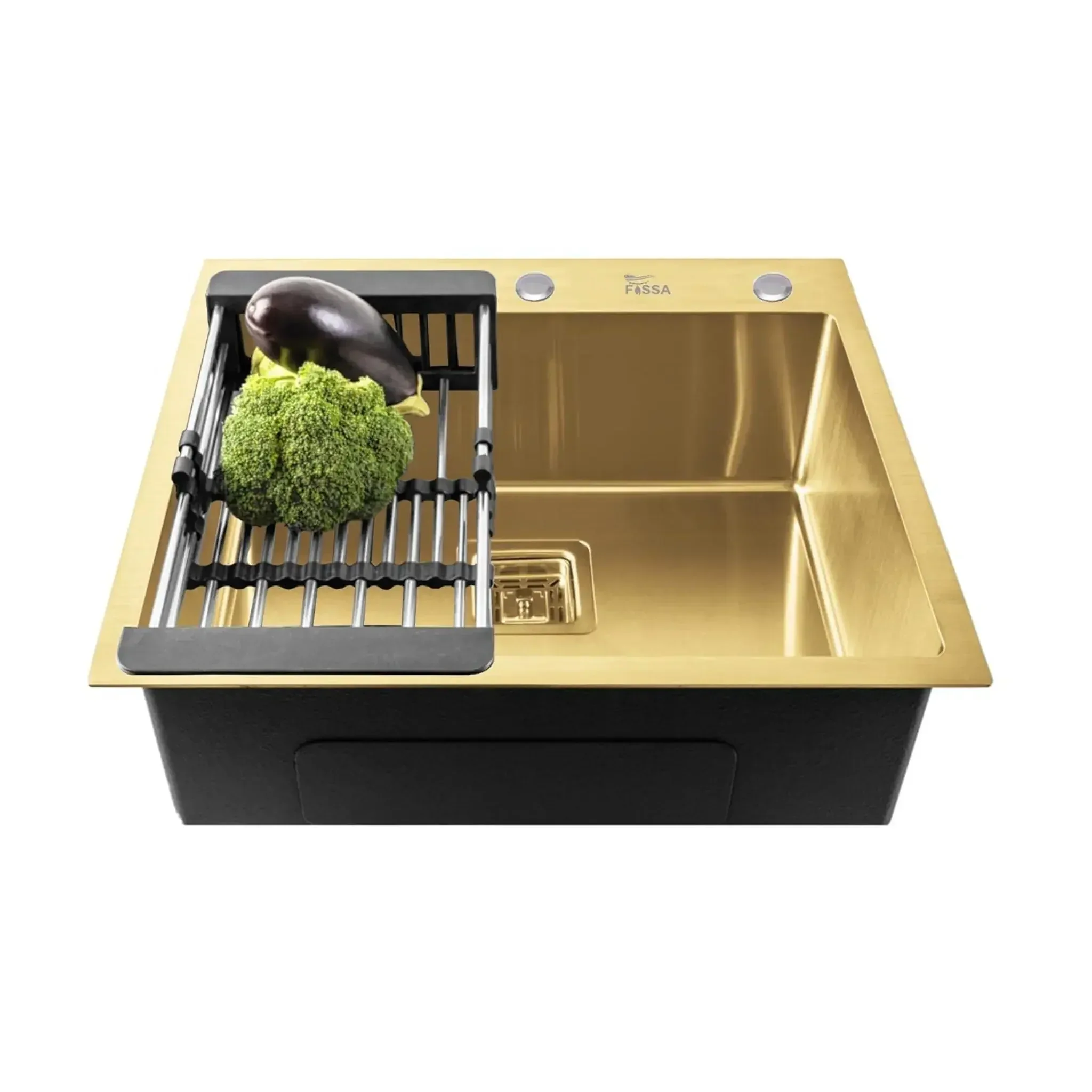 304 Handmade (24 x 18 x 10) Inch Single Bowl Gold with Tap Hole Stainless Steel Kitchen Sink