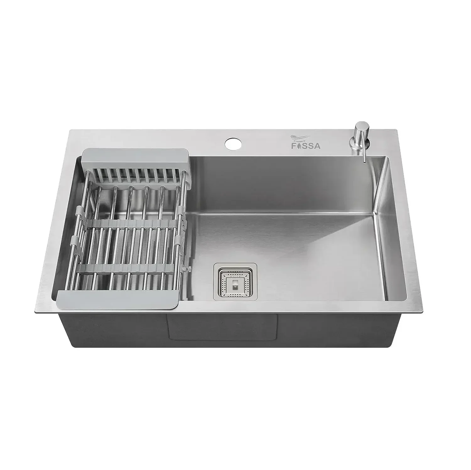 Premium Handmade (24 x 18 x 10) Inch Stainless Steel Single Bowl With Tap Hole Silver Kitchen Sink