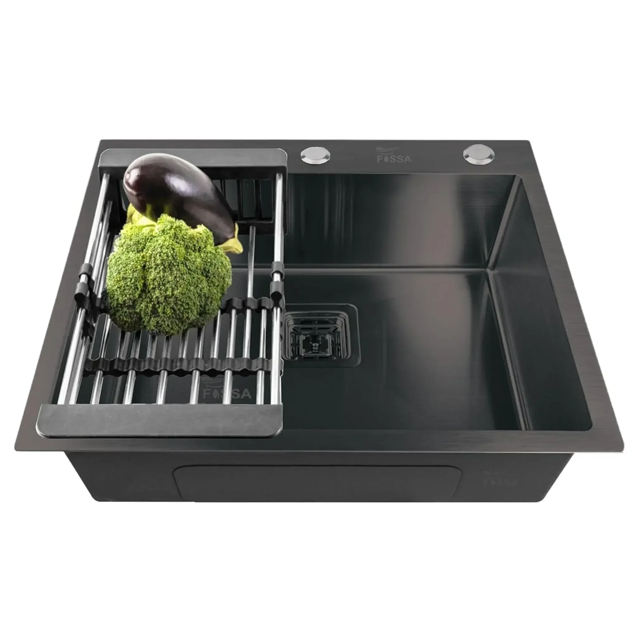 Premium Handmade (24 x 18 x 10) Inch Single Bowl Black with Tap Hole Stainless Steel Kitchen Sink