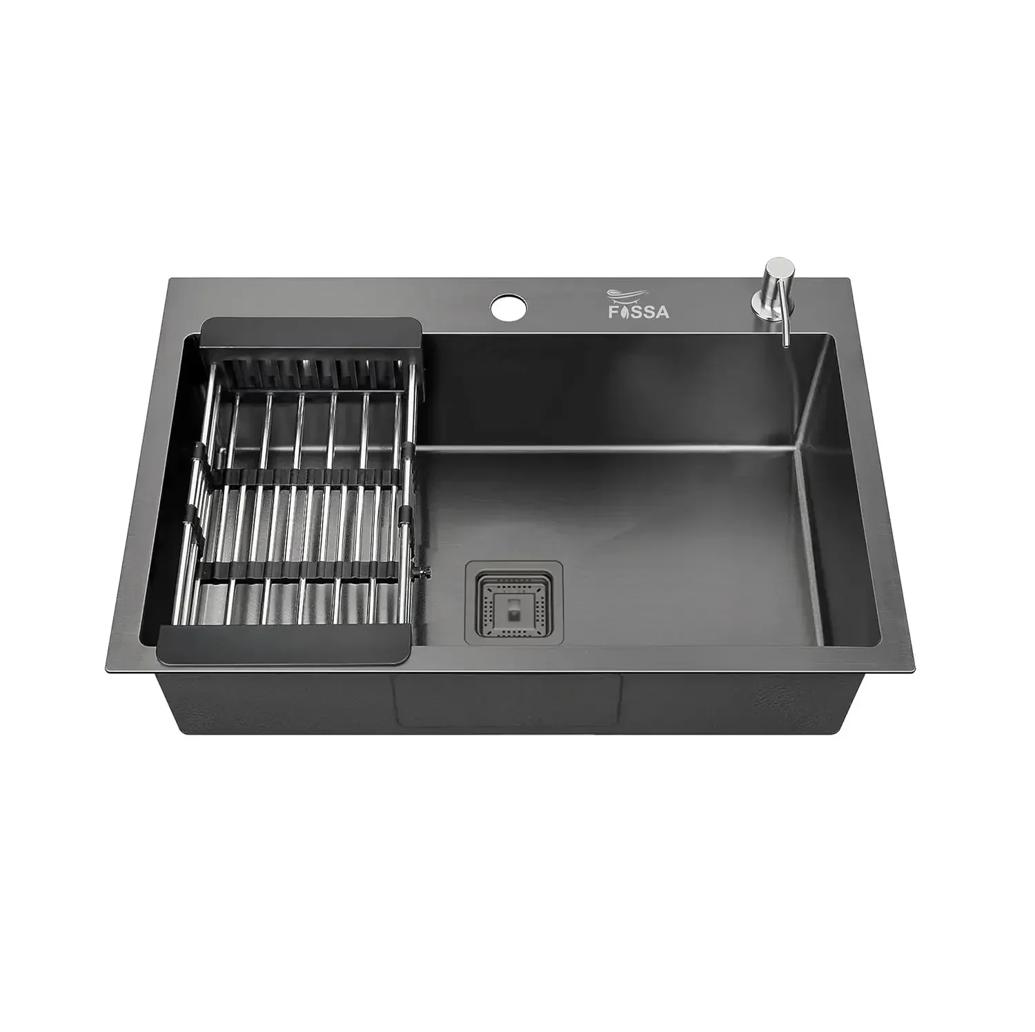 304 Handmade (24 x 18 x 10) Inch Single Bowl Black with Tap Hole Stainless Steel Kitchen Sink