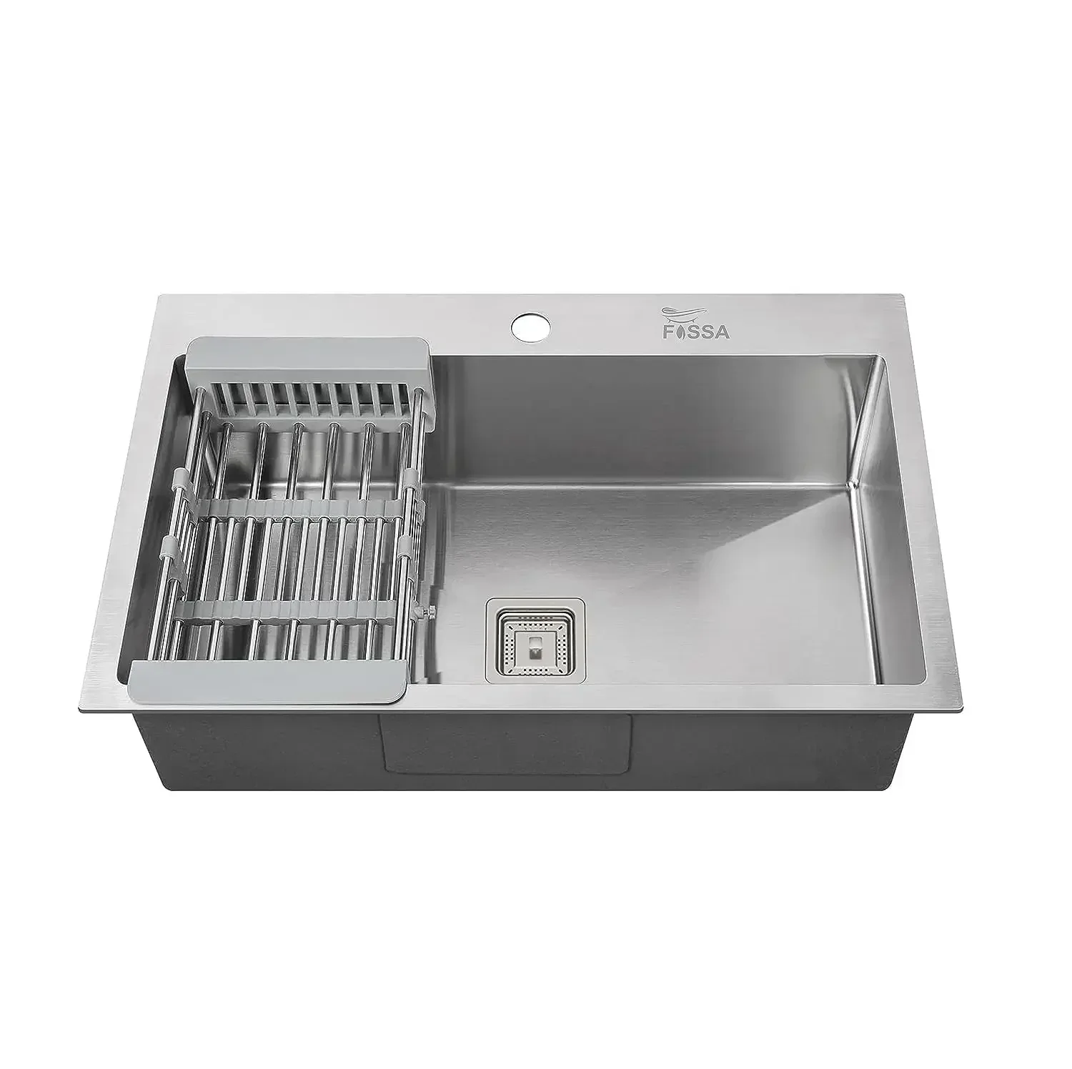 Premium Handmade (24 x 18 x 10) Inch Single Bowl  Silver with Tap Hole Stainless Steel Kitchen Sink