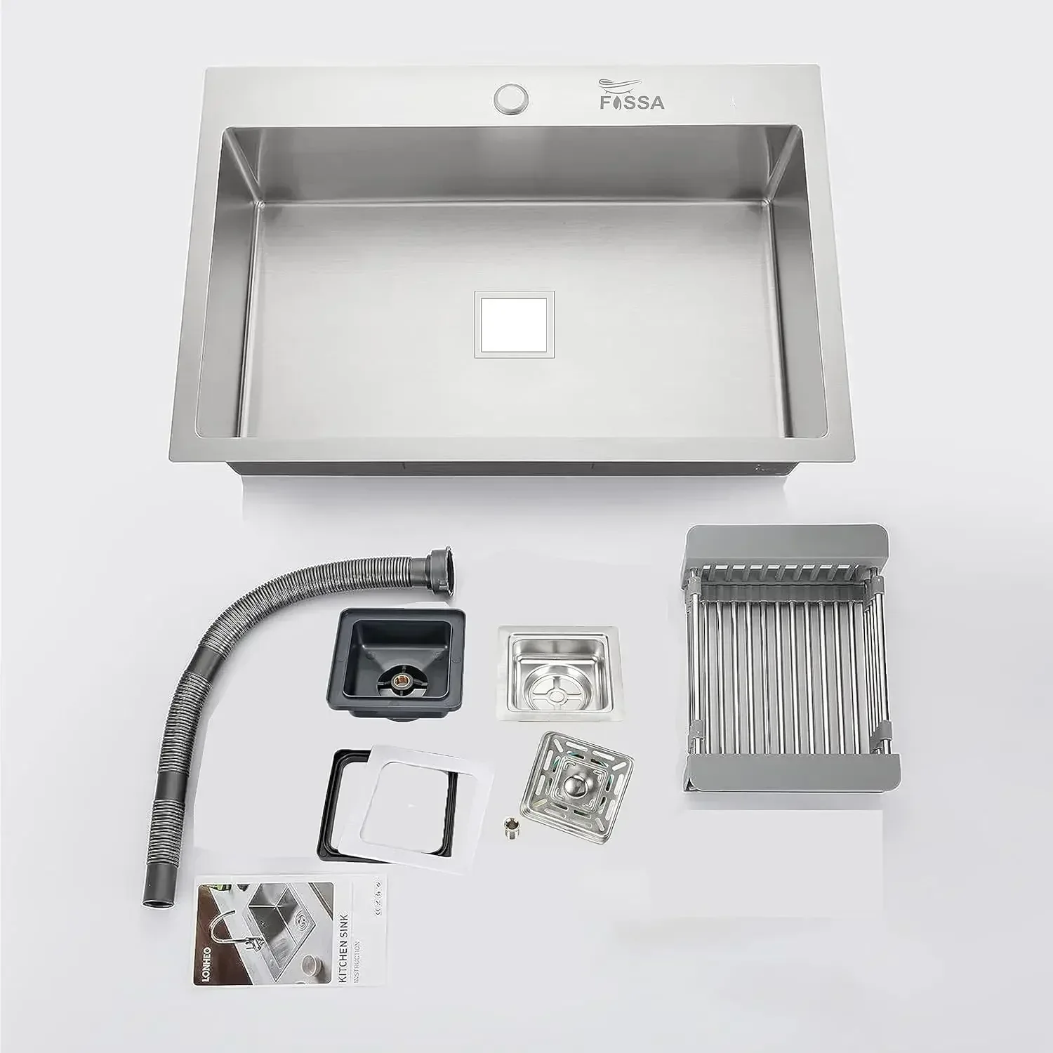 Premium Handmade (24 x 18 x 10) Inch Single Bowl  Silver with Tap Hole Stainless Steel Kitchen Sink - Image 4