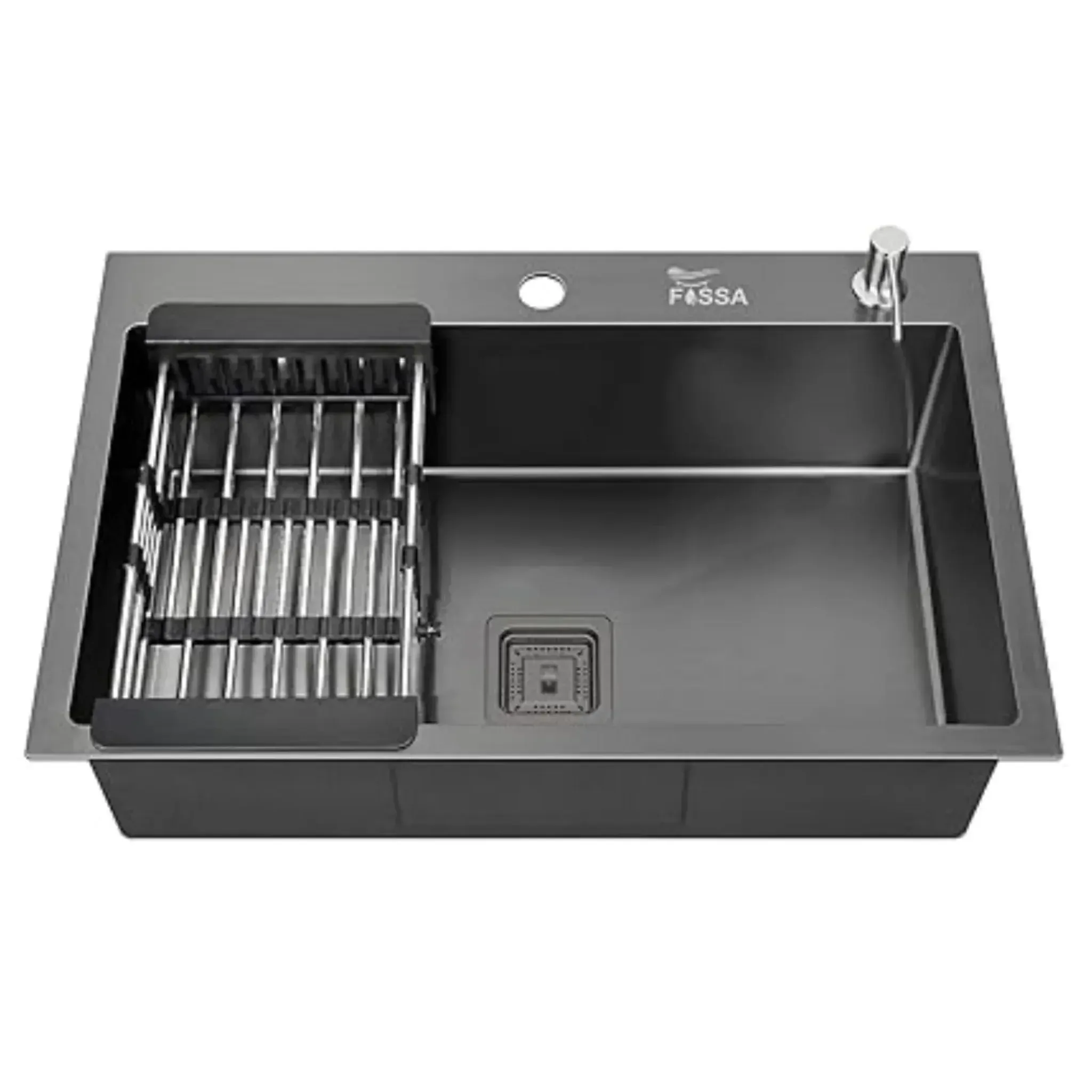Premium Handmade (24 x 18 x 10) Inch  Single Bowl with Tap Hole Black Stainless Steel Kitchen Sink