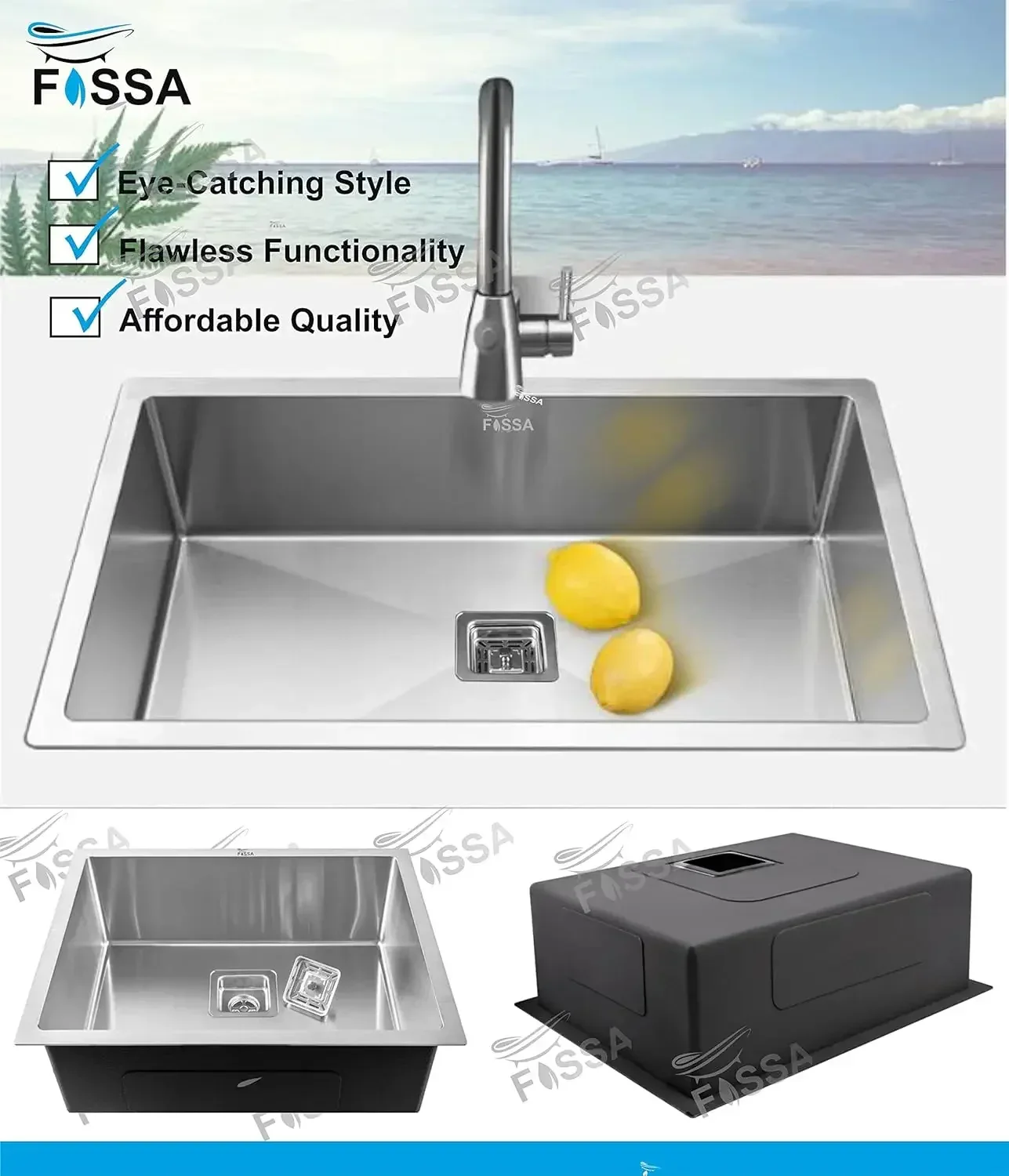 304 Handmade (27 x 20 x 10) Inch Stainless Steel Single Bowl Silver Kitchen Sink - Image 4