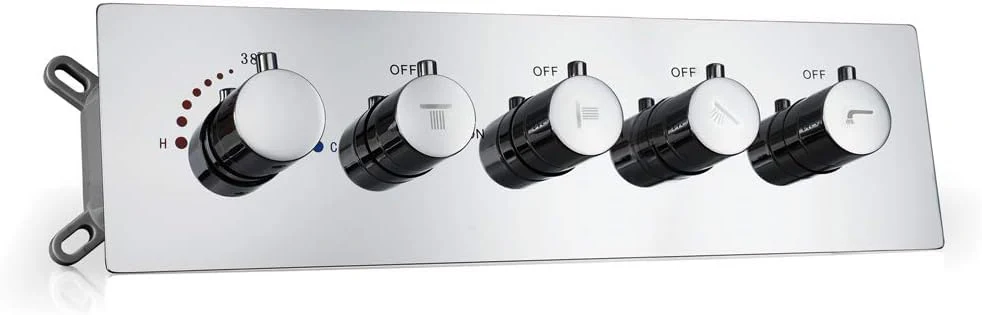 3/4 Inch Florina 4 Way Brass Thermostatic Shower Diverter Set Push Button Silver