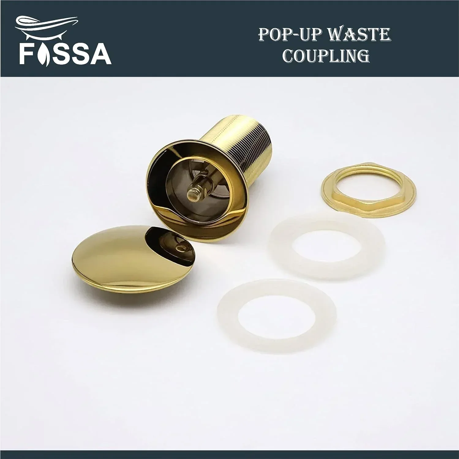 3 Inch Gold Brass Pop Up Waste Coupling - Image 5