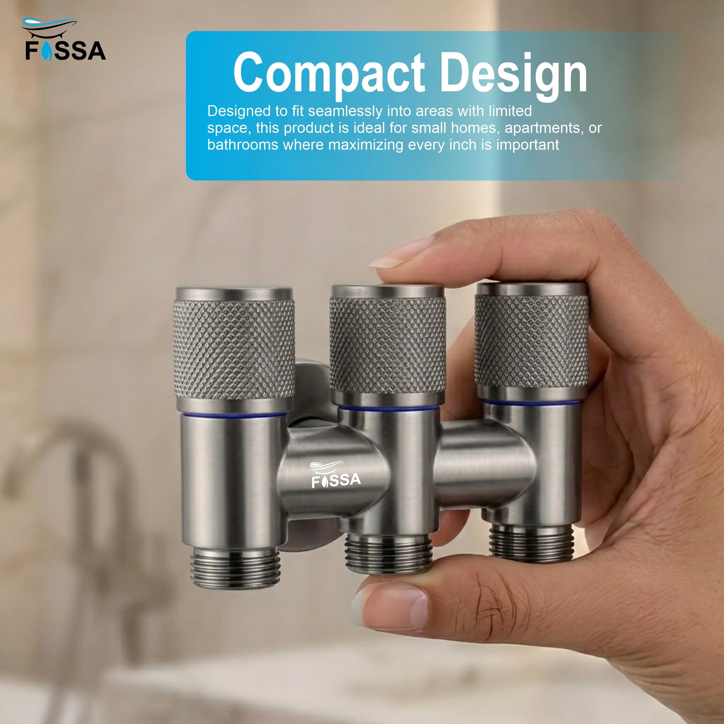 Curio 3 Way Grey  Laundry Faucet Stainless Steel Angle Valve Without Nozzle - Image 6