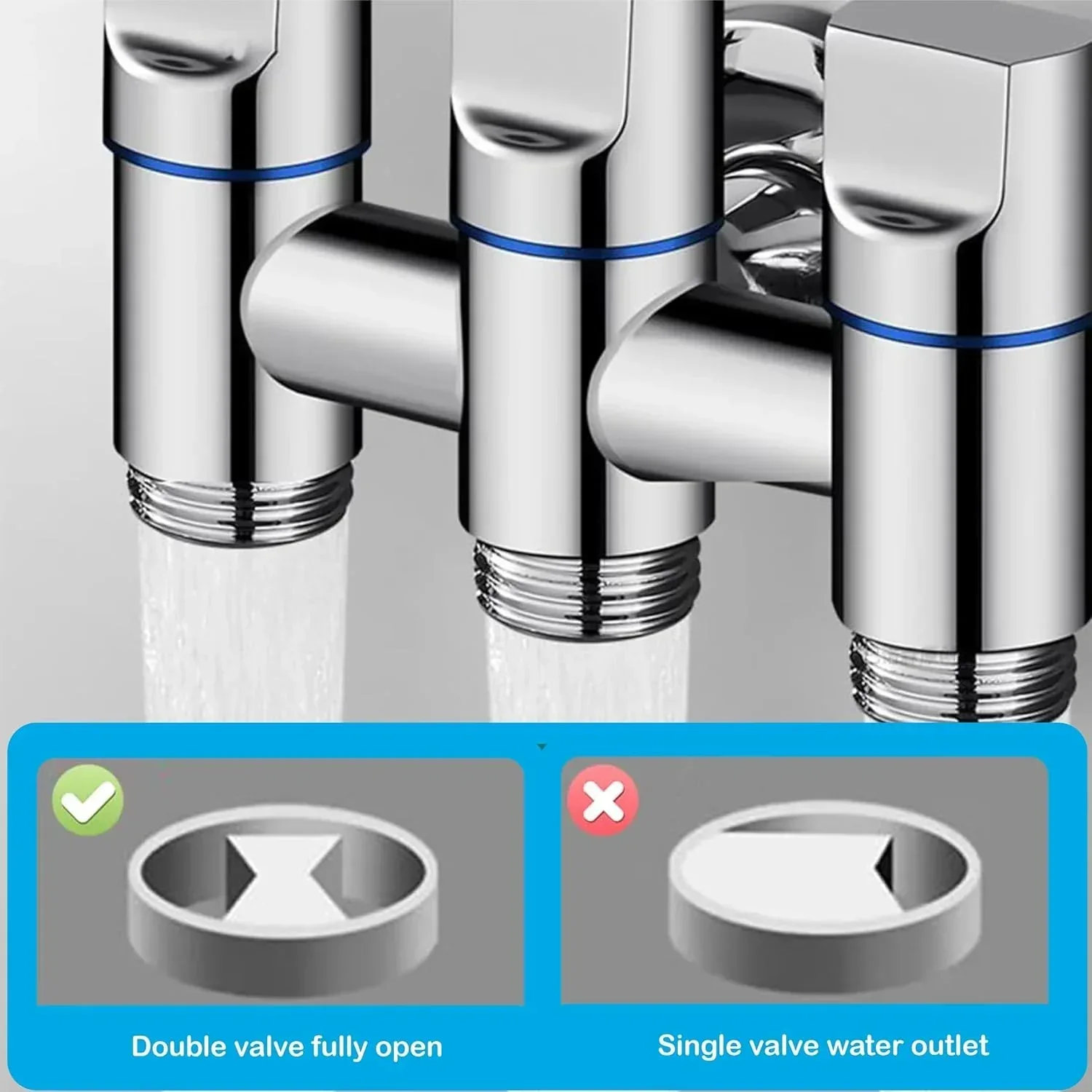 3 in 1 Outlet Laundry Faucet Silver Stainless Steel Angle Valve - Image 3
