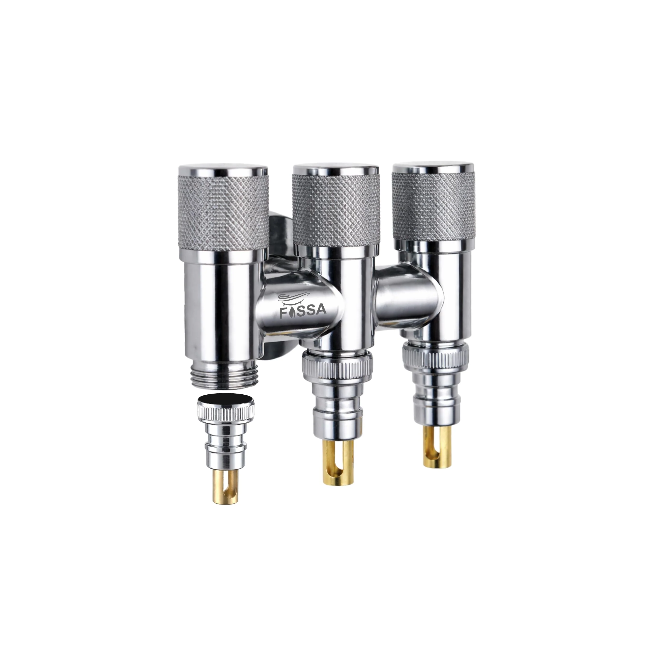 Curio 3 Way Silver Laundry Faucet Stainless Steel Angle Valve With Nozzle